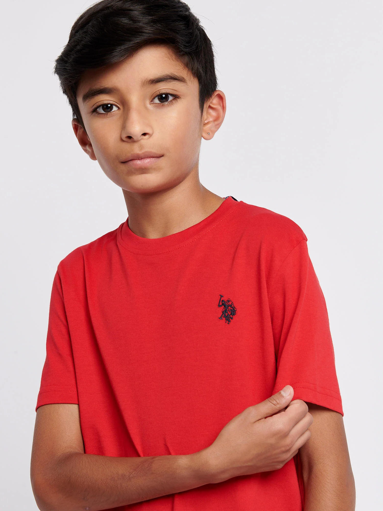 Boys Texture Double Horsemen T-Shirt Haute Red - Image 2