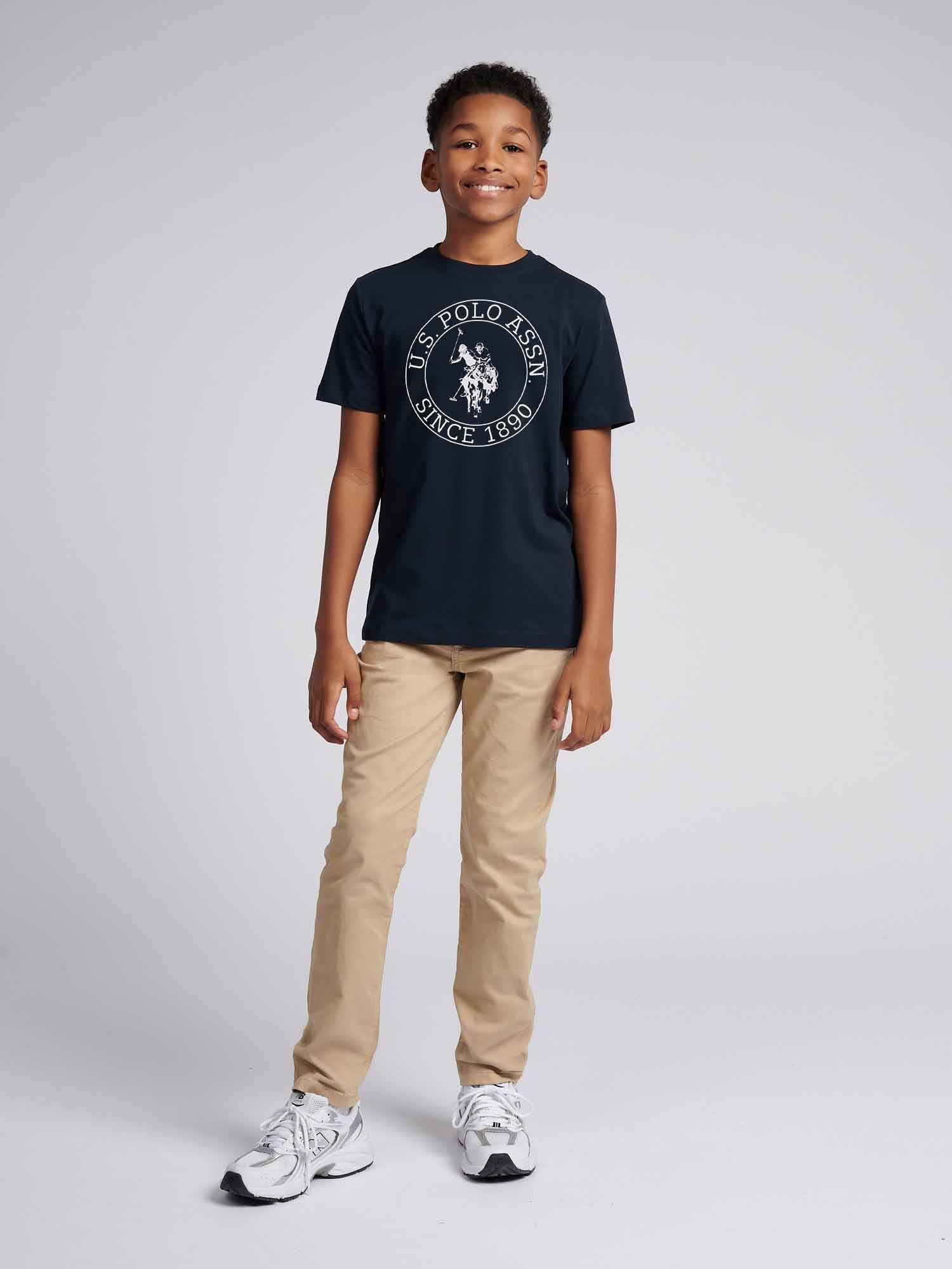 Boys USPA Circle Print T-Shirt in Dark Sapphire Navy - Image 3
