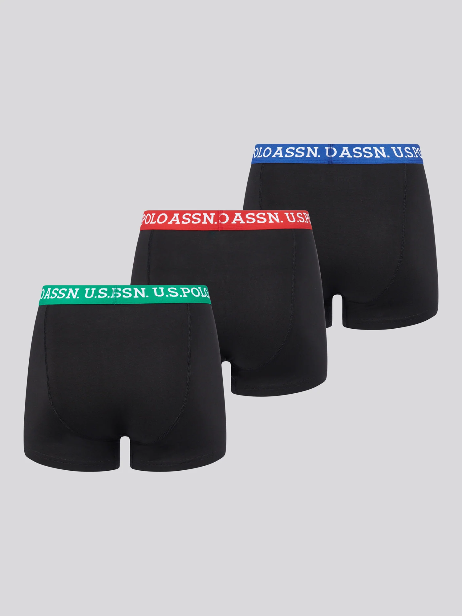 Boys USPA Contrast Waistband Trunk 3 Pack in Black - Image 2