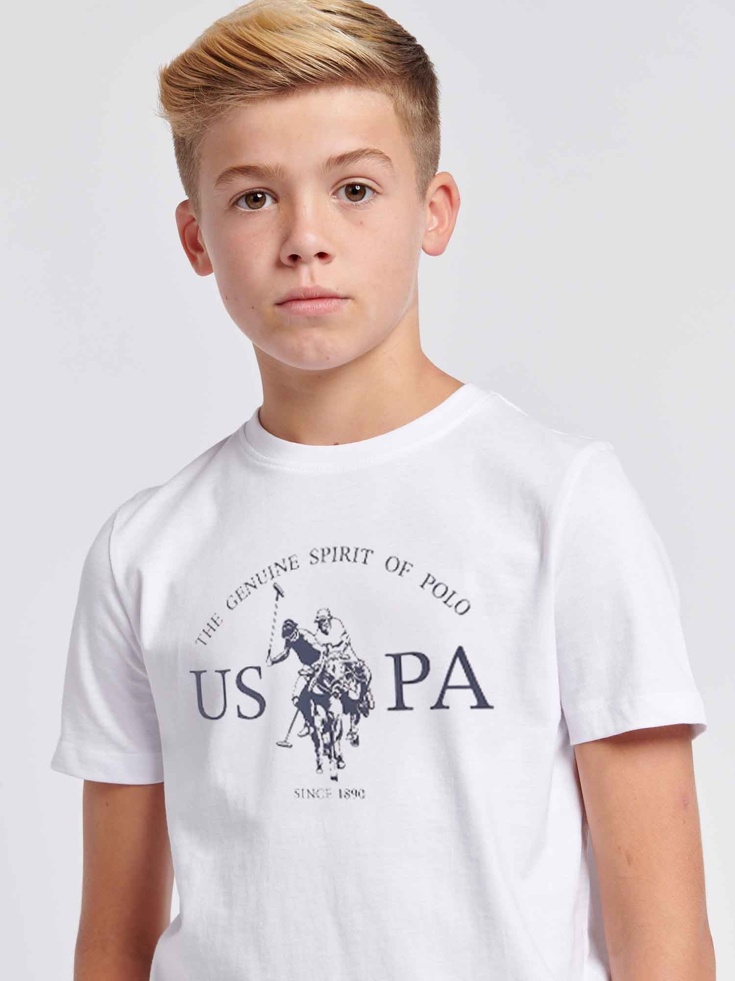 Boys USPA Print Graphic T-Shirt in Bright White - Image 2