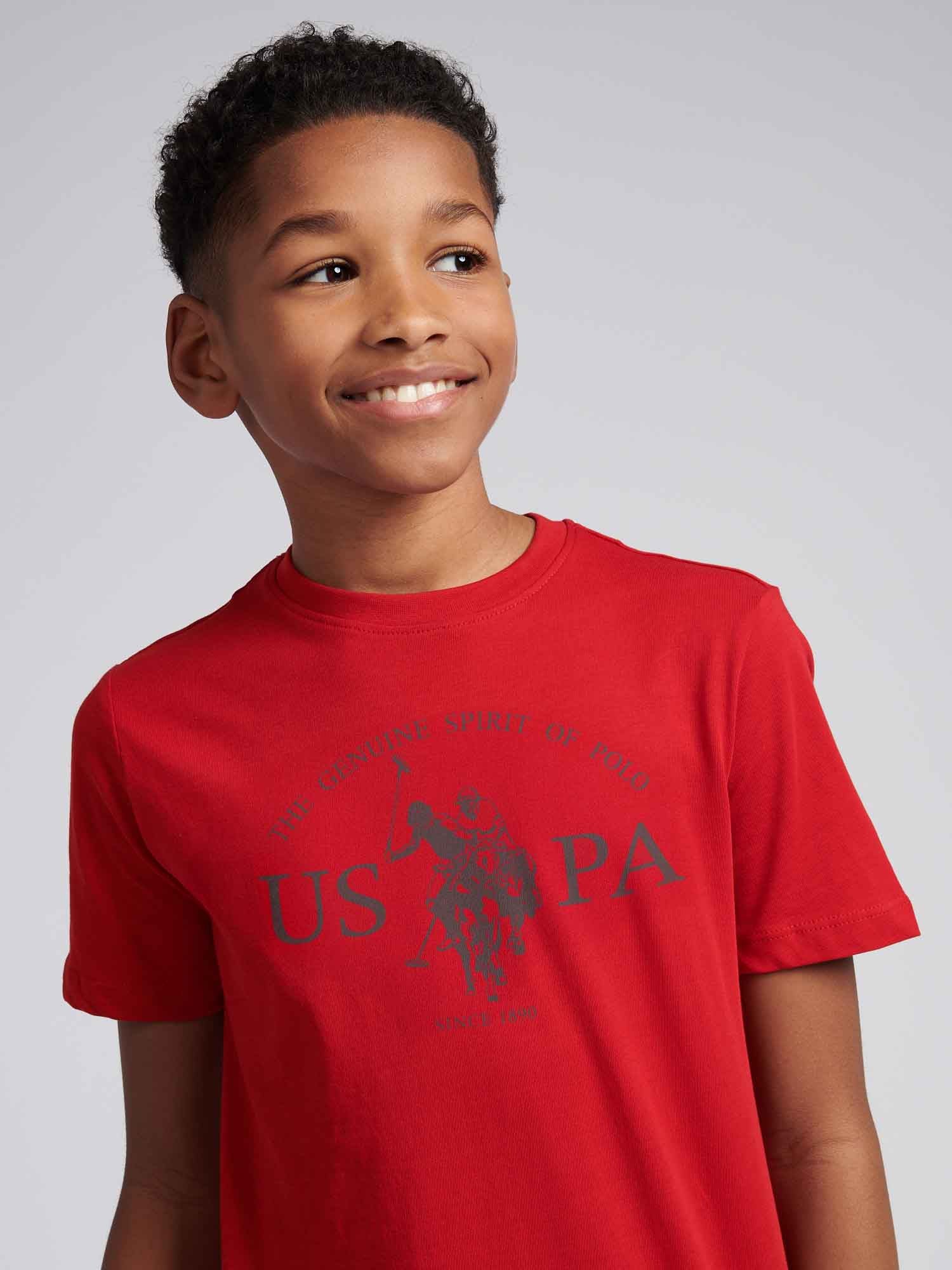 Boys USPA Print Graphic T-Shirt in Haute Red - Image 2