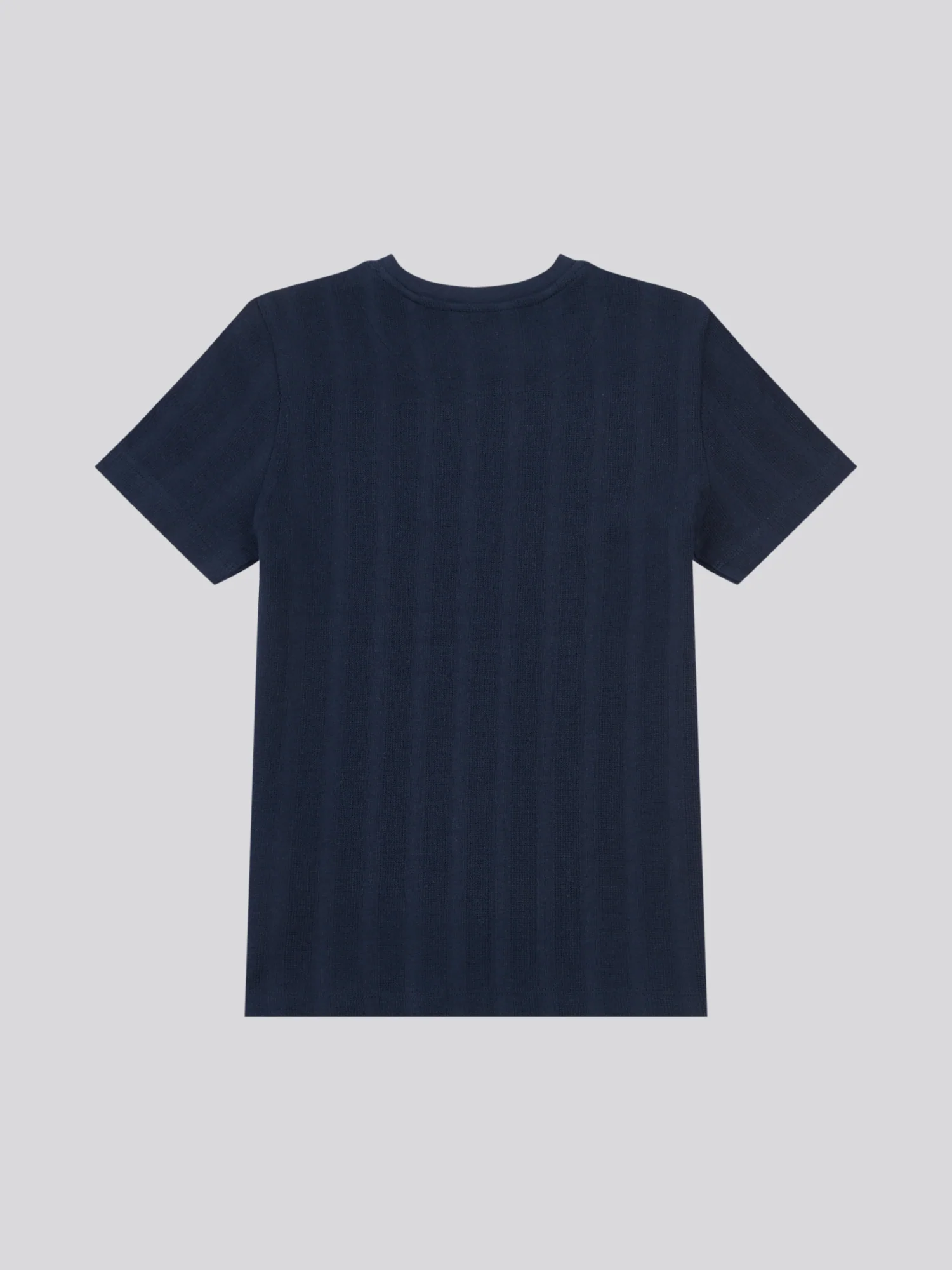 Boys Vertical Stripe Textured T-Shirt in Dark Sapphire Navy / Moonlight Blue DHM - Image 6