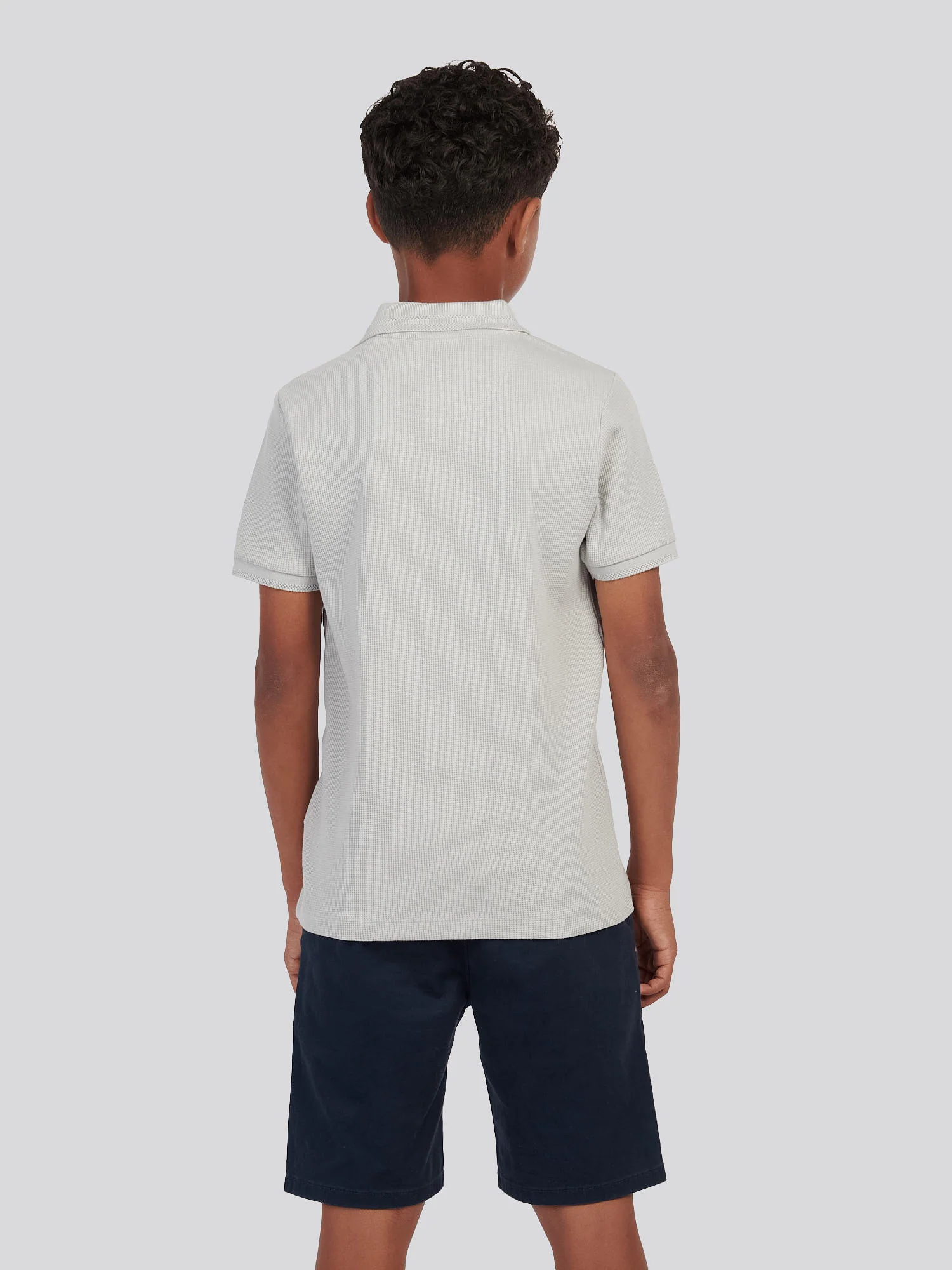 Boys Waffle Texture Polo Shirt in High Rise - Image 4