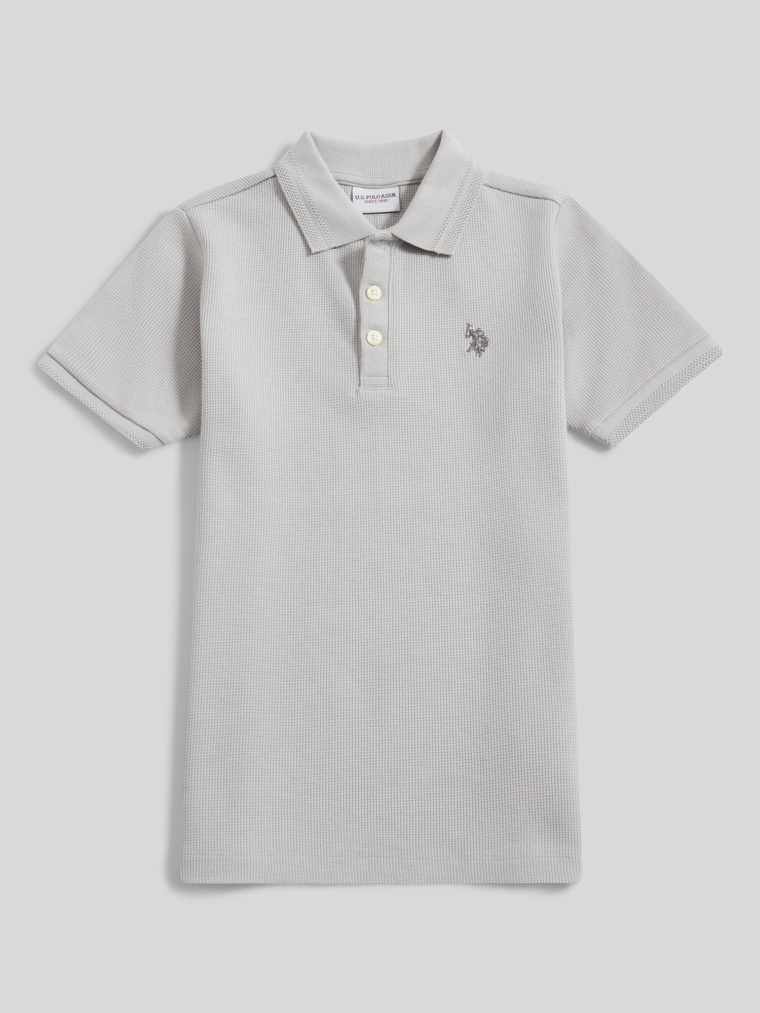 Boys Waffle Texture Polo Shirt in High Rise - Image 5