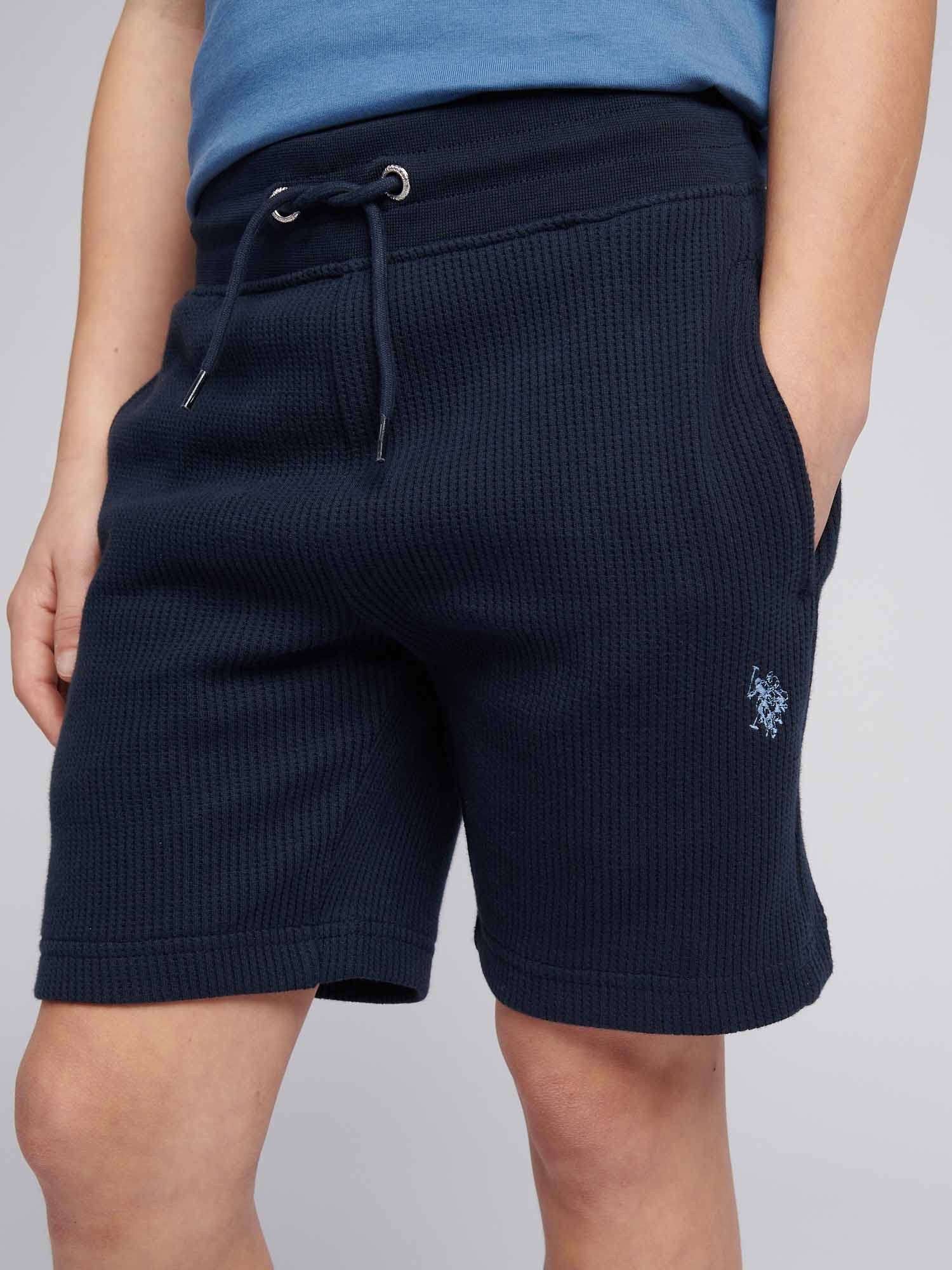 Boys Waffle Texture Short in Dark Sapphire Navy / Moonlight Blue DHM - Image 2
