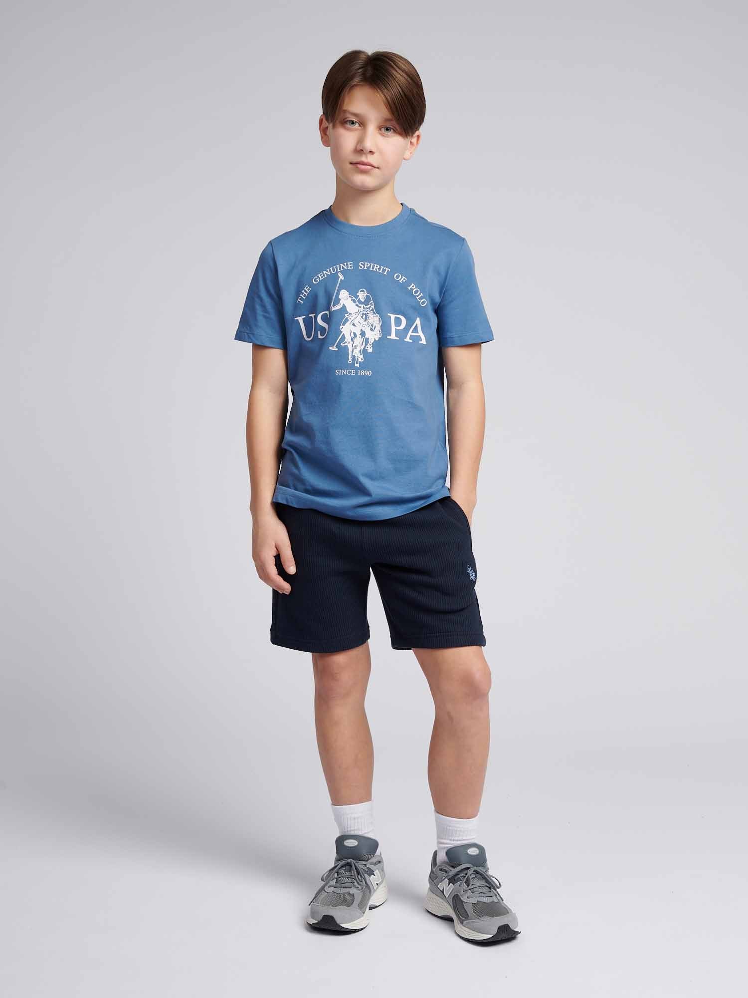 Boys Waffle Texture Short in Dark Sapphire Navy / Moonlight Blue DHM - Image 3