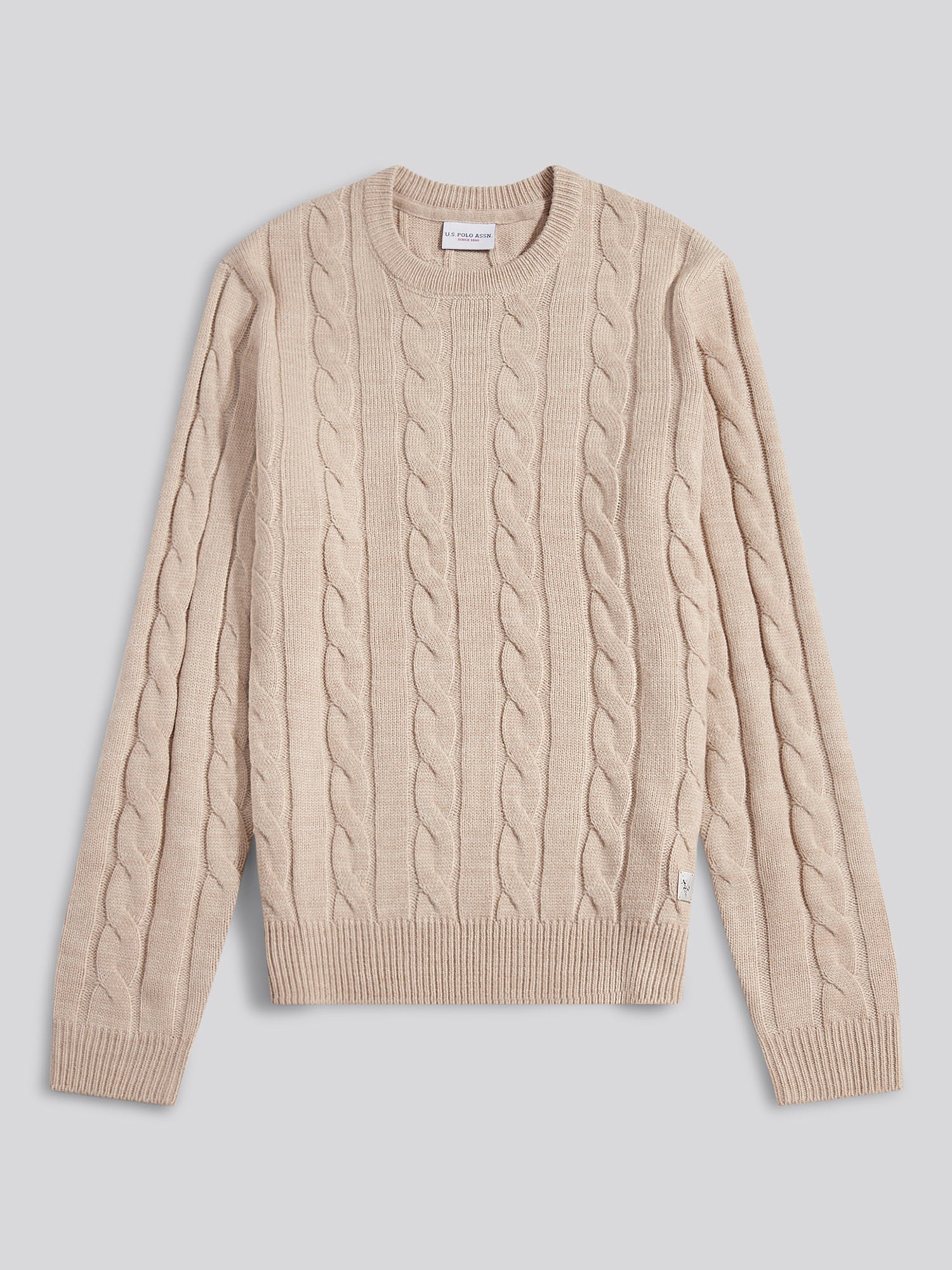 Mens Cable Knit Crew in Atmosphere Marl - Image 5