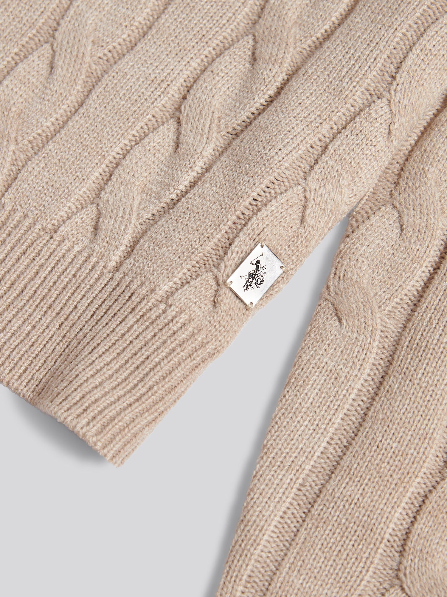 Mens Cable Knit Crew in Atmosphere Marl - Image 7
