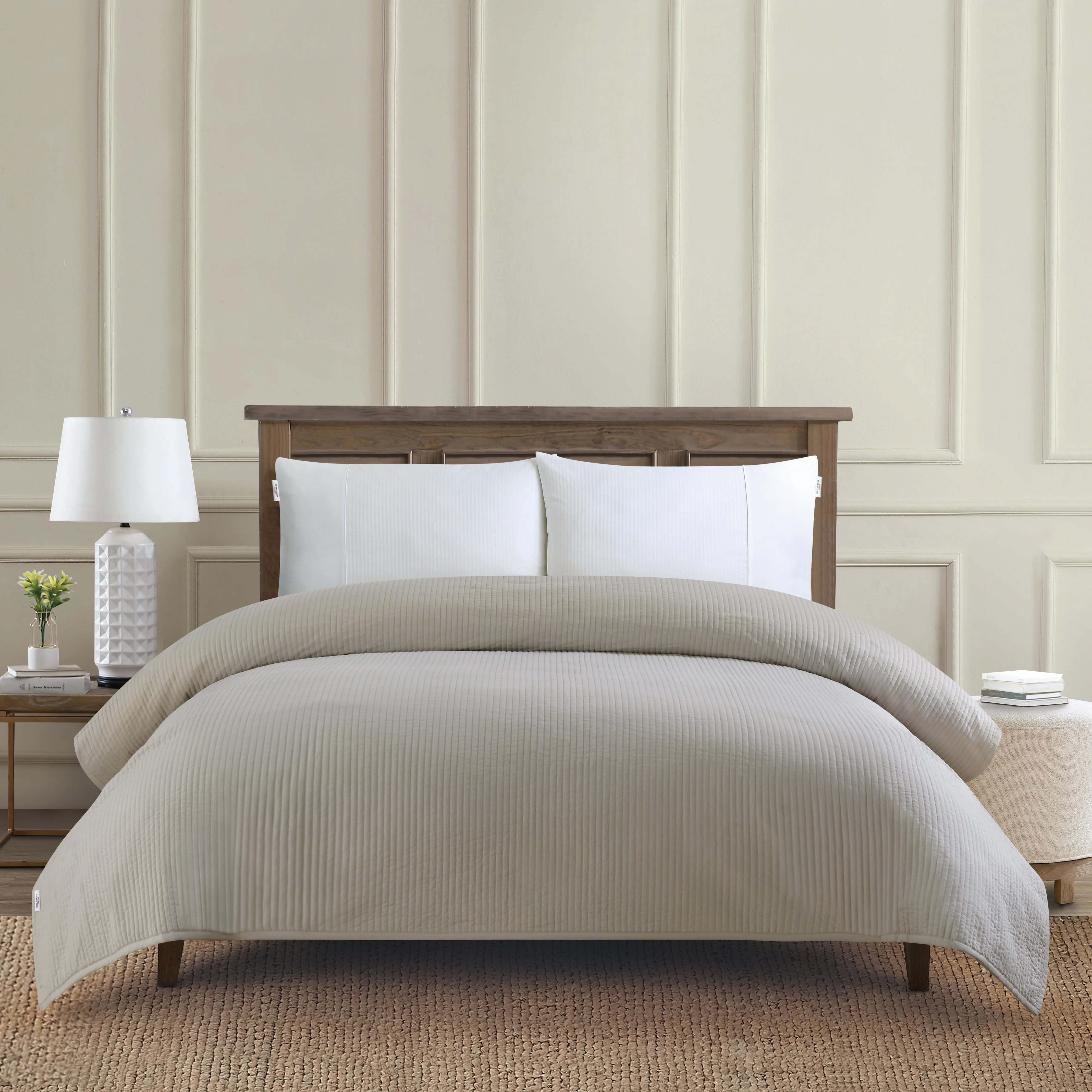 Channel Row Quilted Bedspread Cloud Cream - Image 2