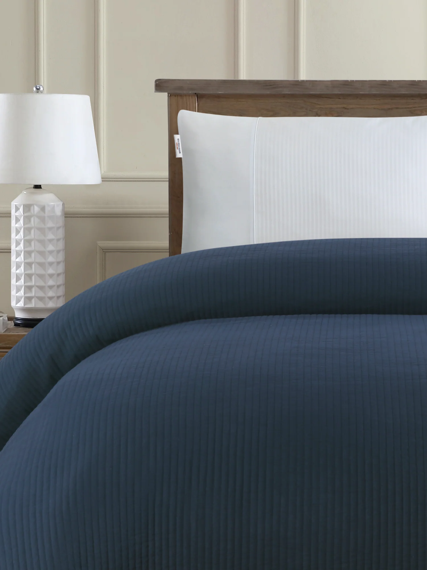 Channel Row Quilted Bedspread Navy Iris - Image 2