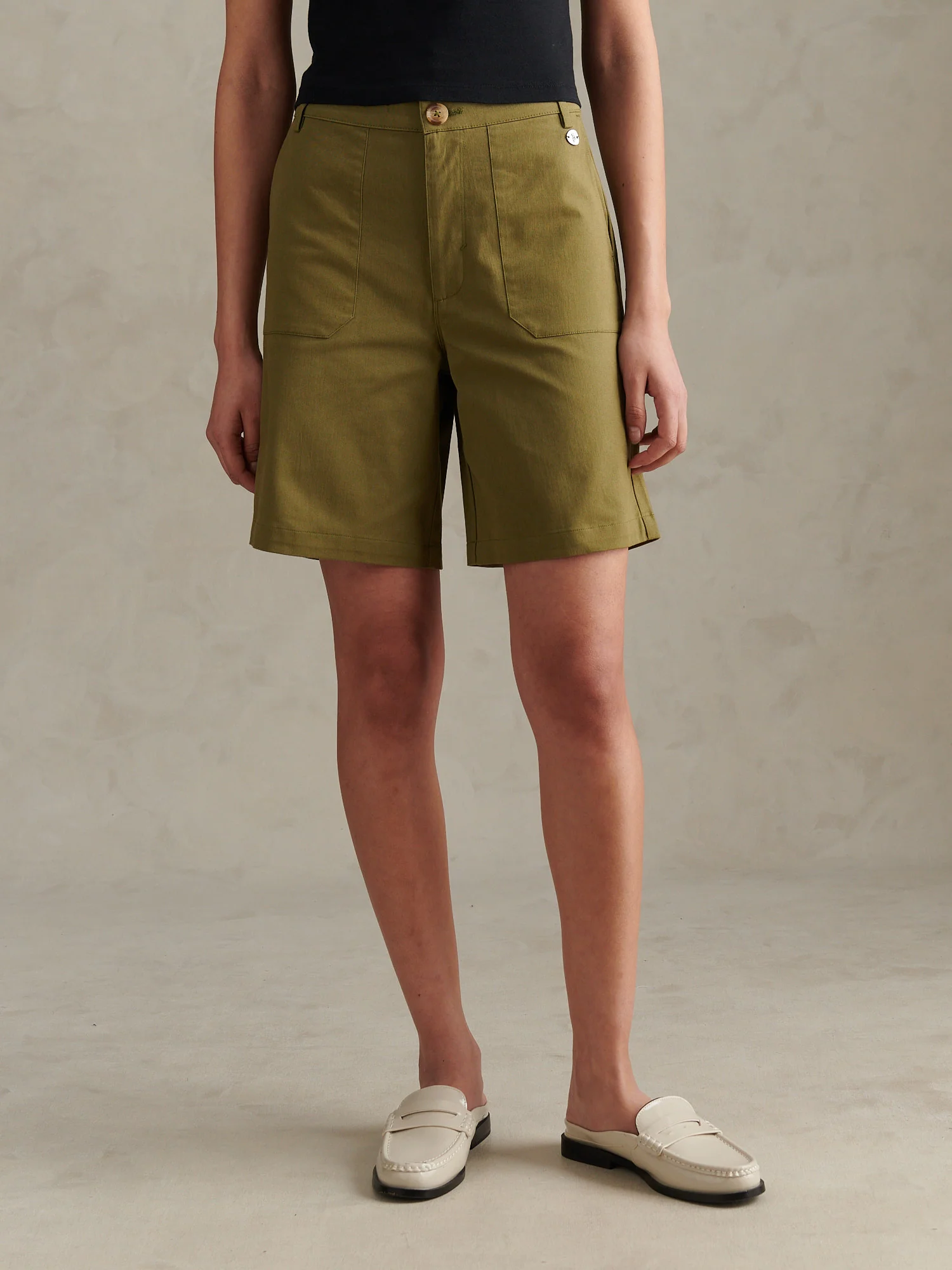 Womens Longline Chino Shorts Capulet Olive