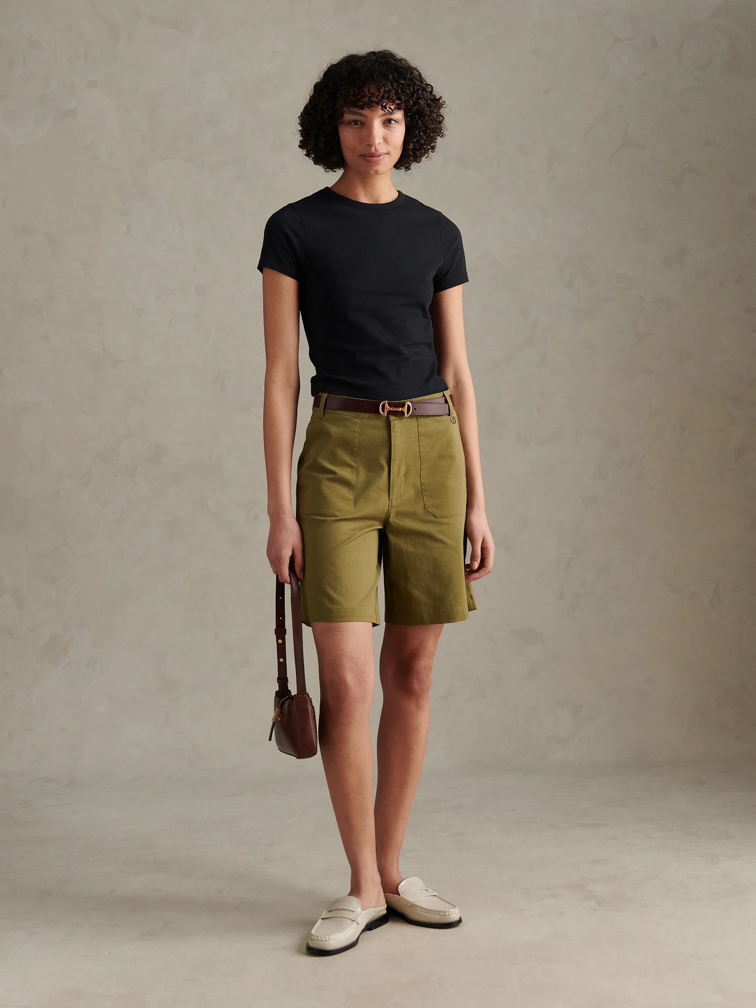 Womens Longline Chino Shorts Capulet Olive - Image 5