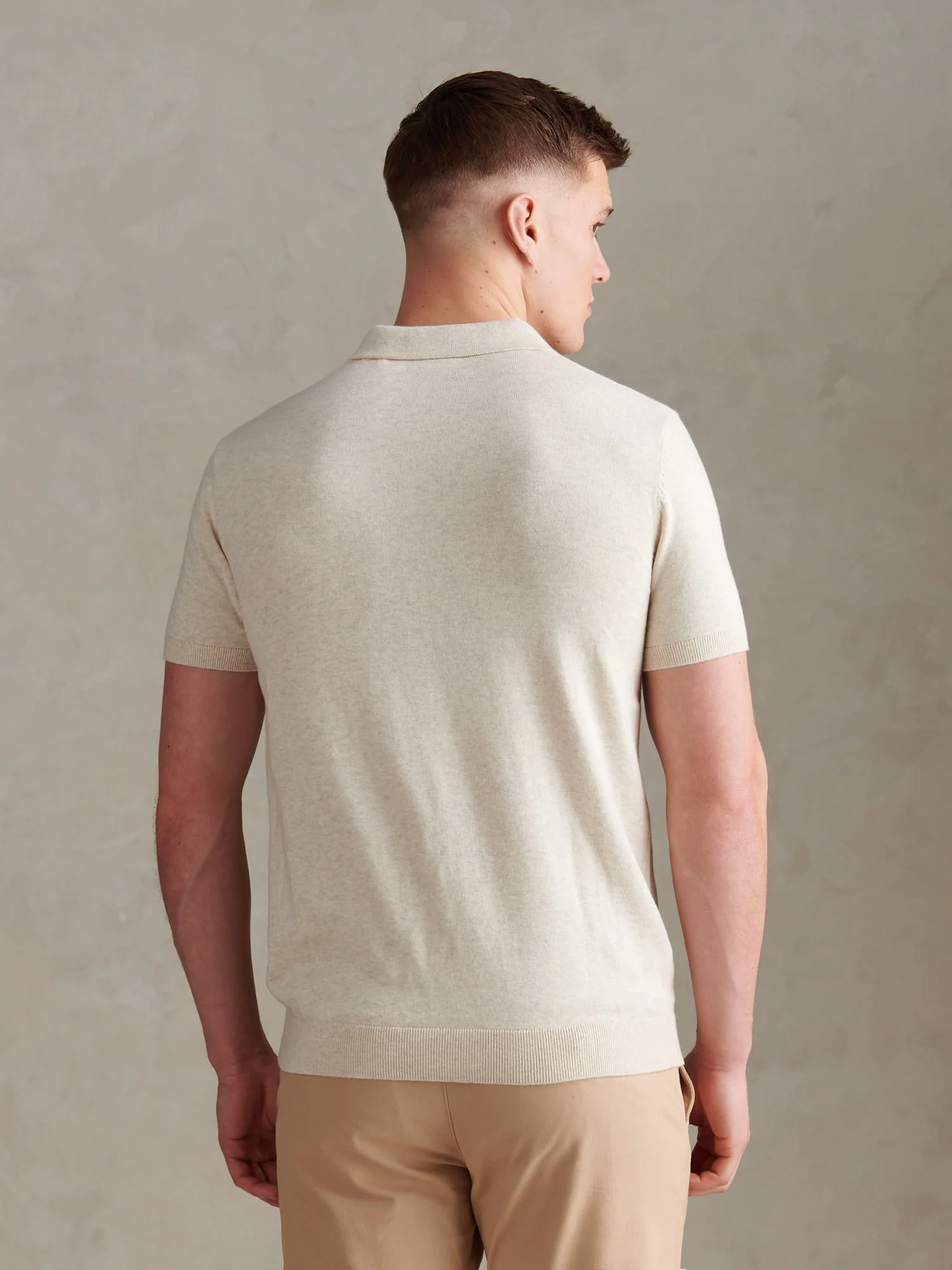 Mens Combed Cotton Double Horsemen Revere Polo Shirt Birch Marl - Image 4