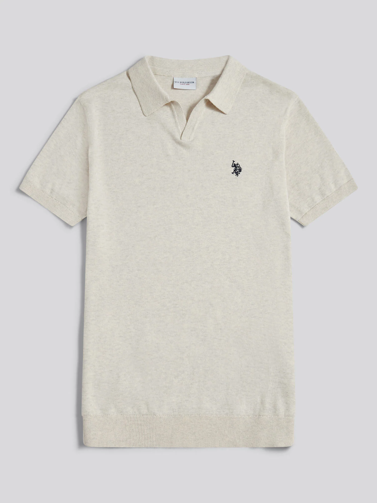 Mens Combed Cotton Double Horsemen Revere Polo Shirt Birch Marl - Image 5