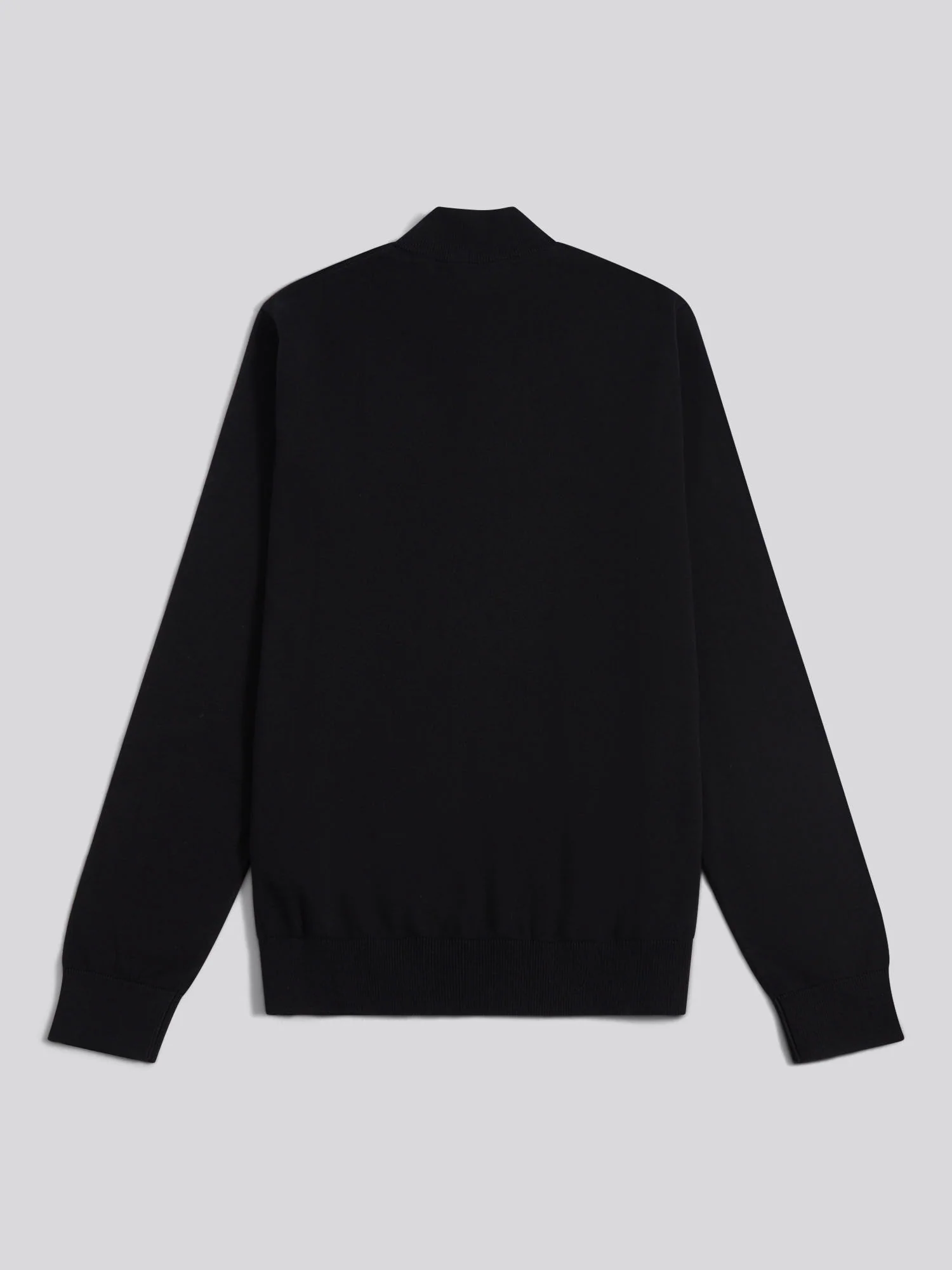 Mens Cotton Quarter Zip Funnel Jumper Black Bright White DHM - Image 6