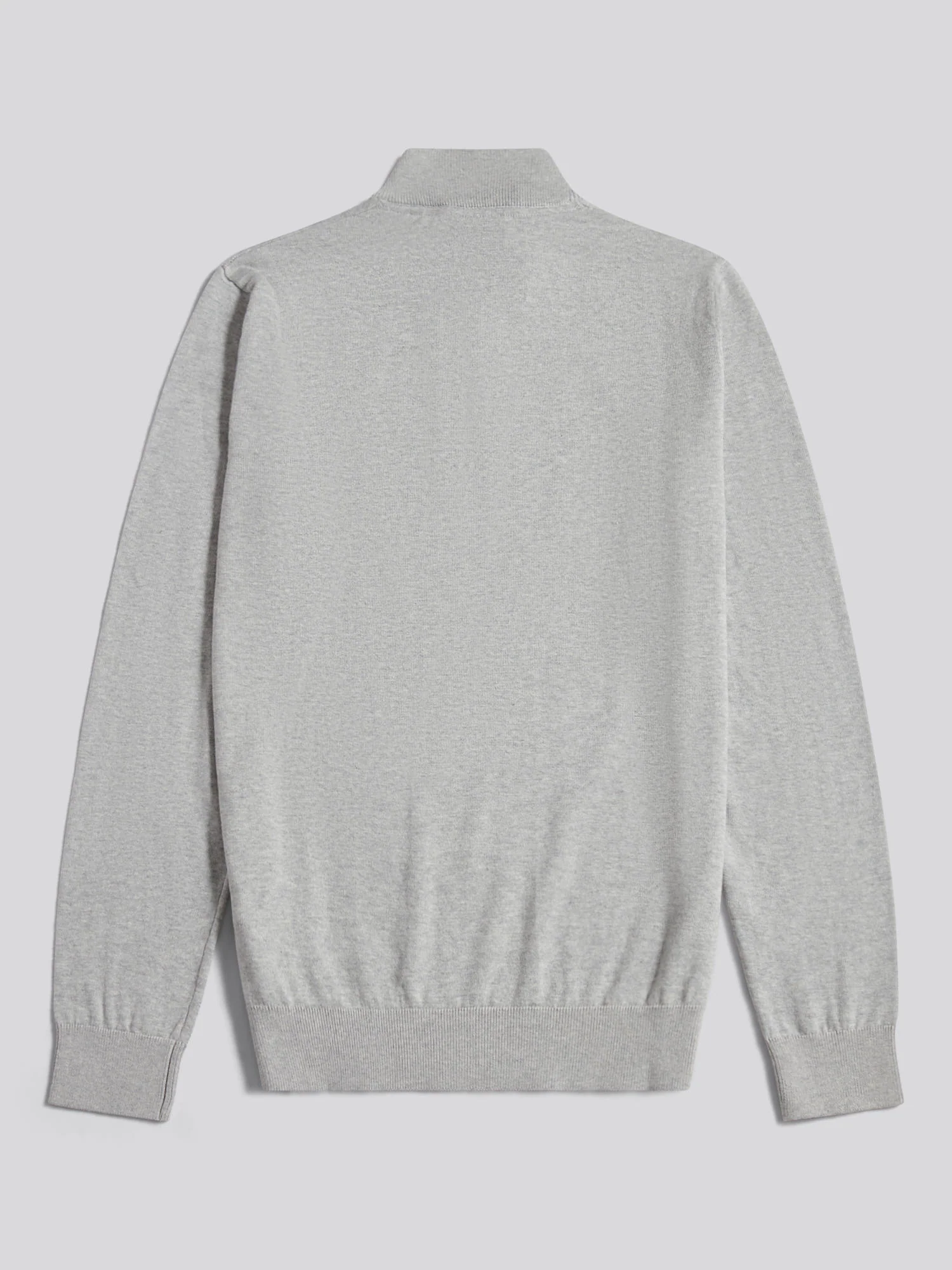 Mens Cotton Quarter Zip Funnel Jumper Mid Grey Marl - Image 6