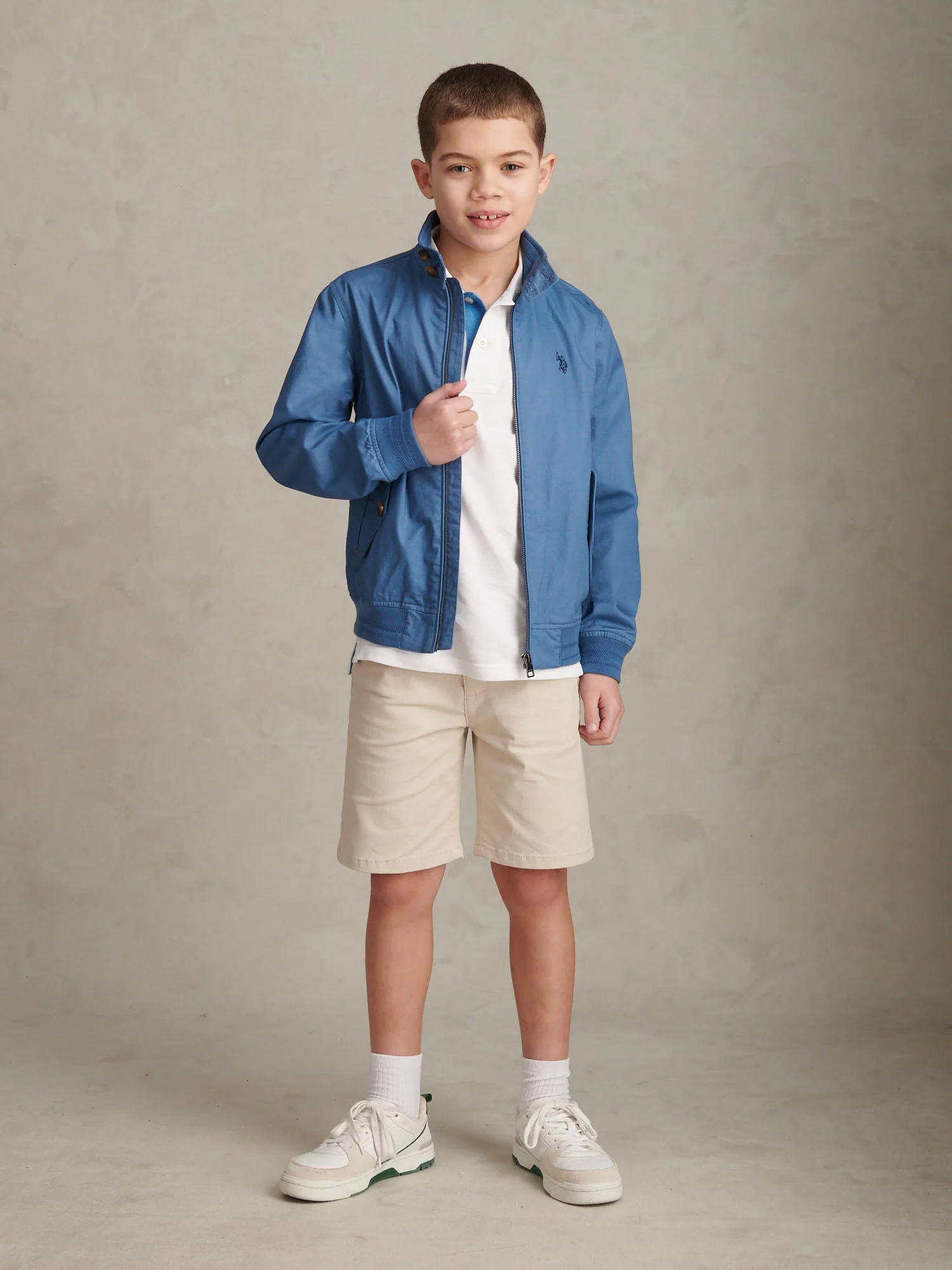 Boys Cotton Twill Harrington Jacket Blue Horizon - Image 3