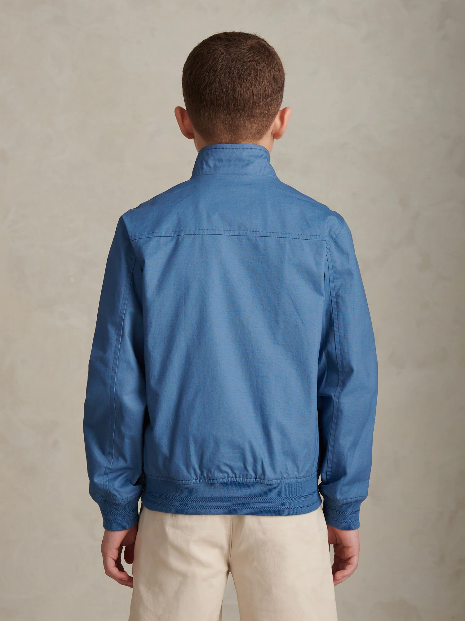 Boys Cotton Twill Harrington Jacket Blue Horizon - Image 4