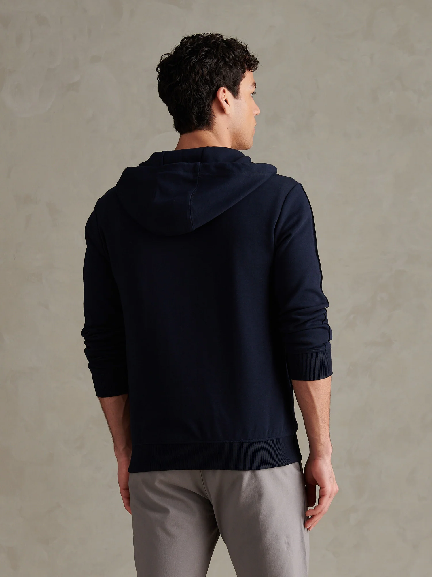 Mens Double Horsemen Interlock Zip Hoodie Dark Sapphire Navy - Image 4