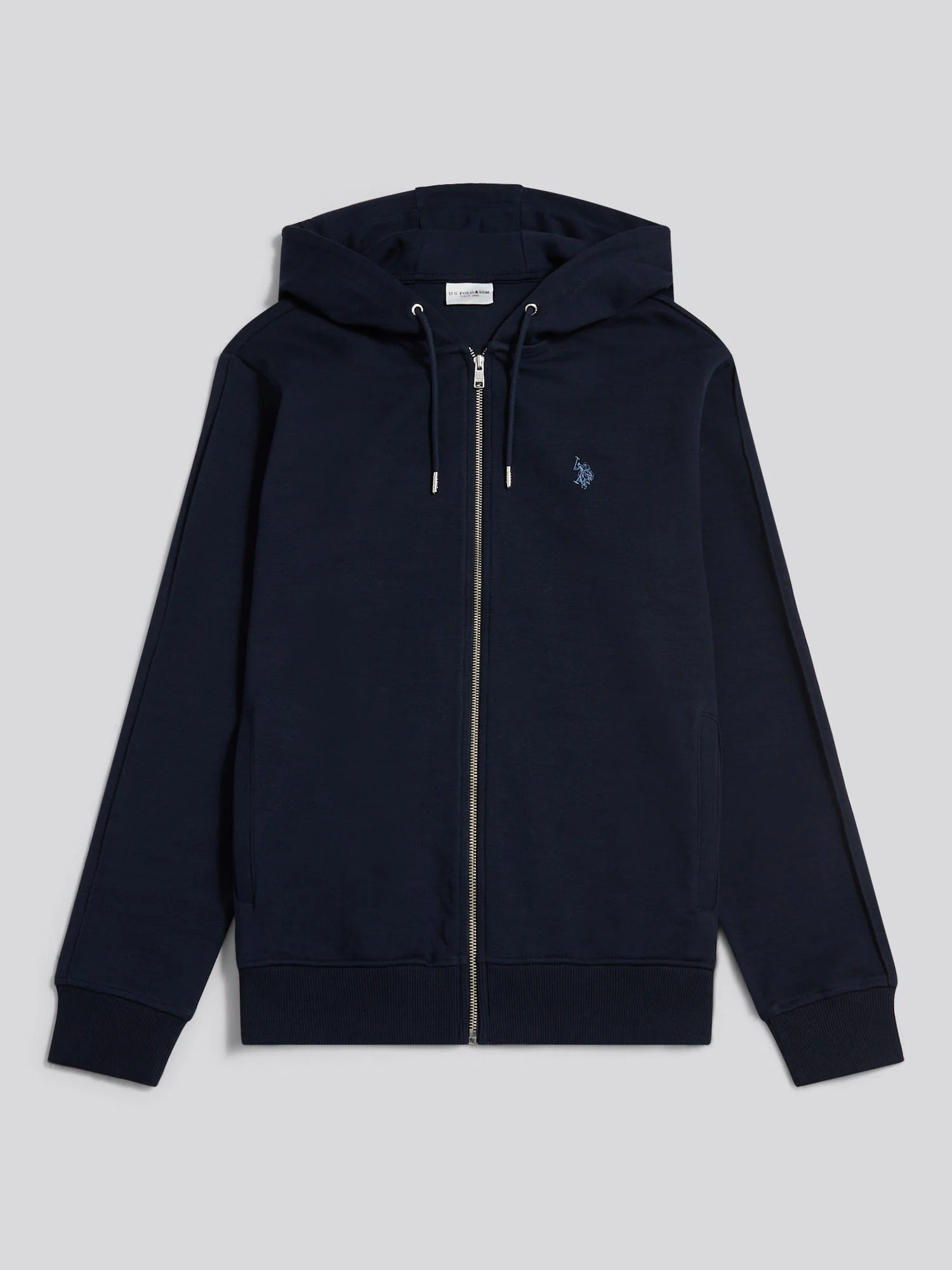 Mens Double Horsemen Interlock Zip Hoodie Dark Sapphire Navy - Image 5