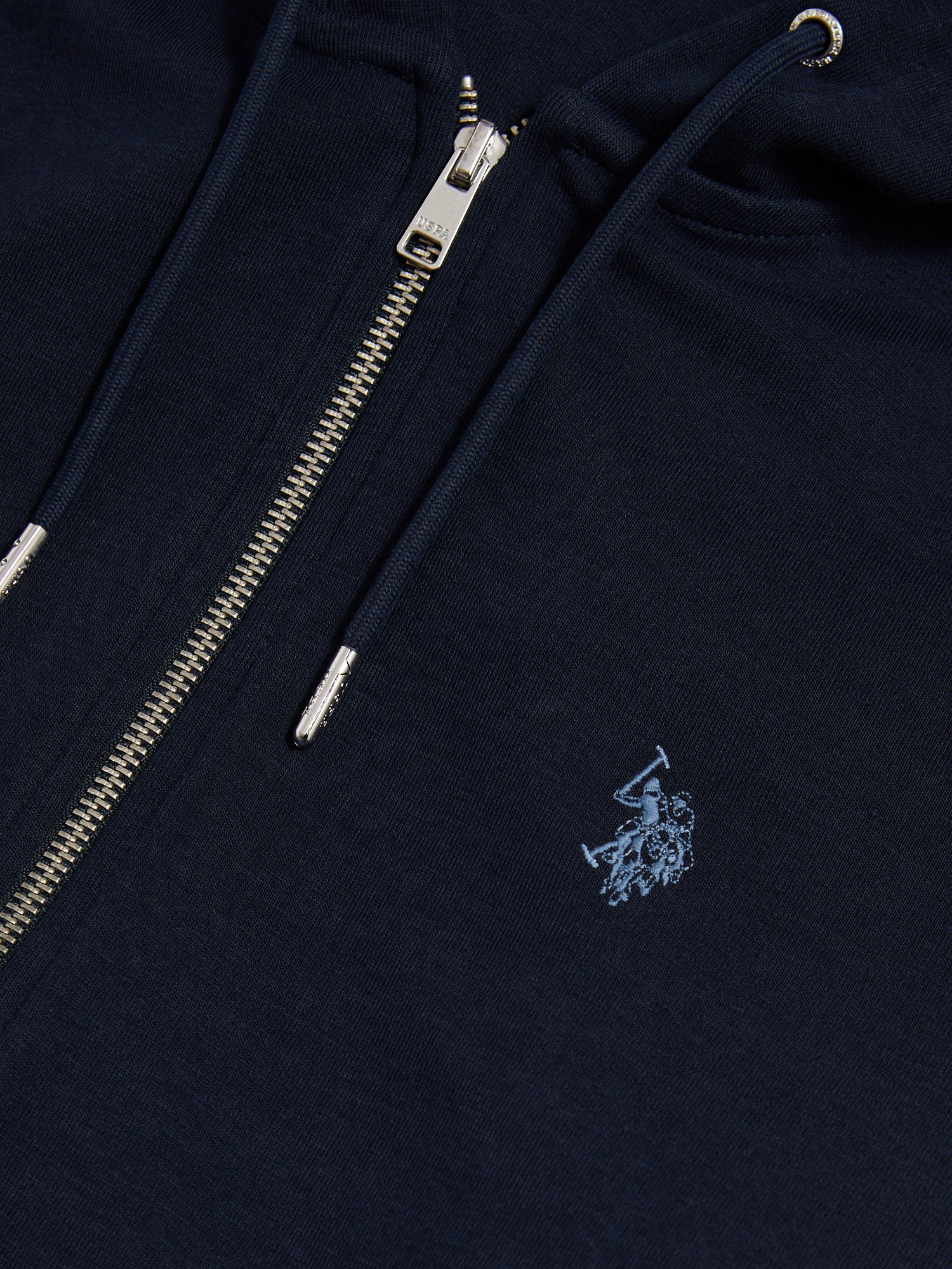 Mens Double Horsemen Interlock Zip Hoodie Dark Sapphire Navy - Image 7