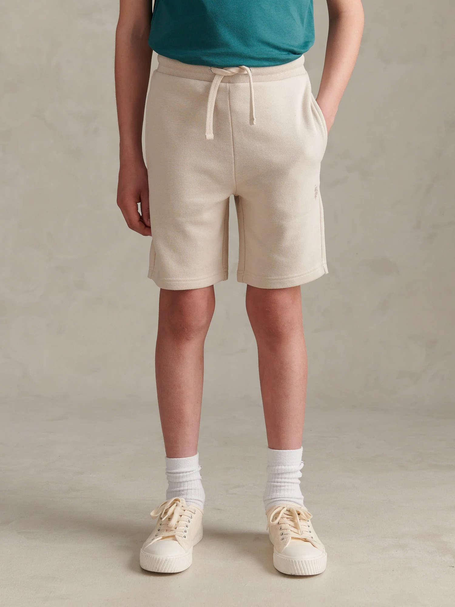 Boys Double Horsemen Sweat Shorts Beige