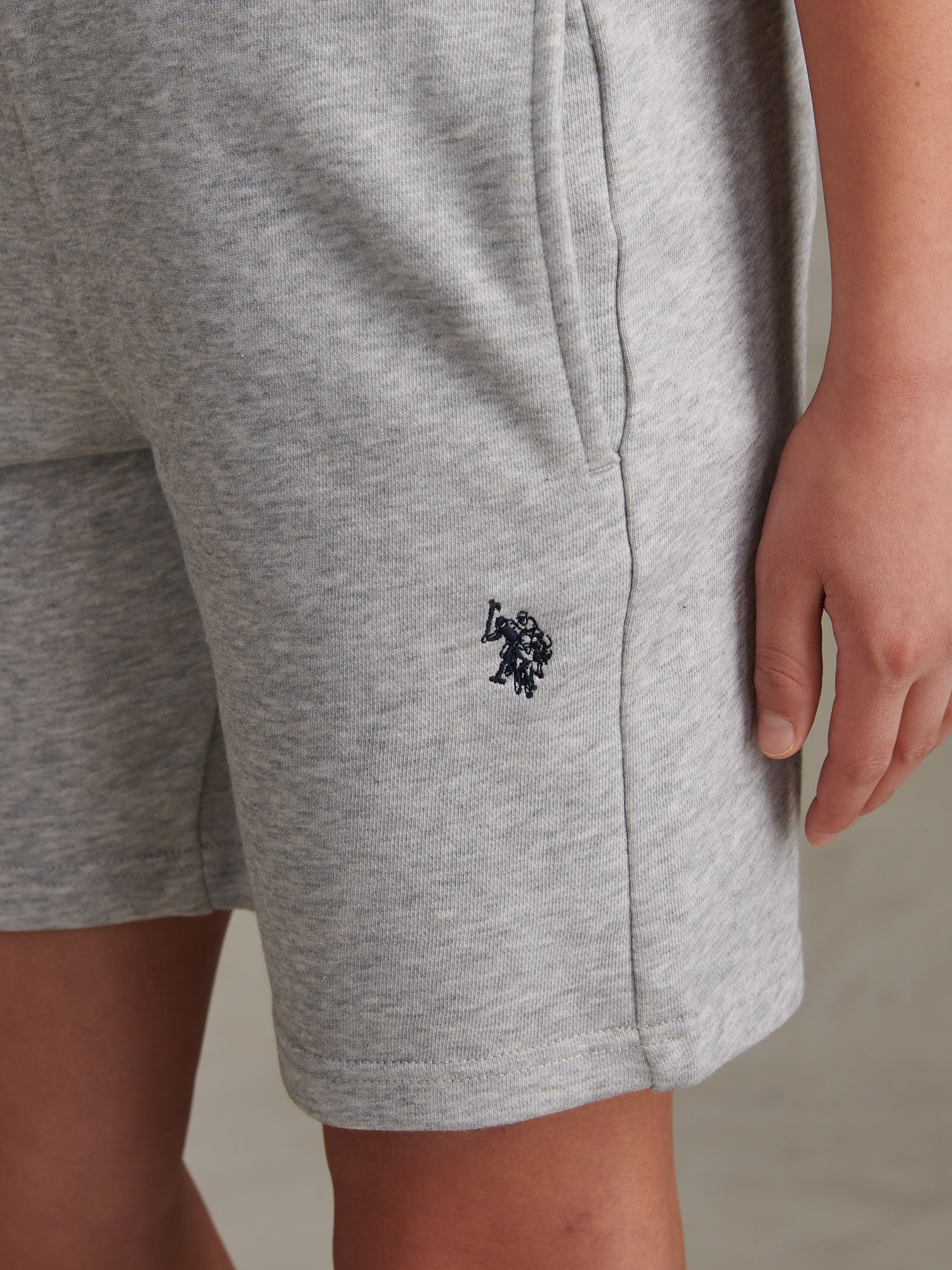 Boys Double Horsemen Sweat Shorts Mid Grey Marl - Image 2