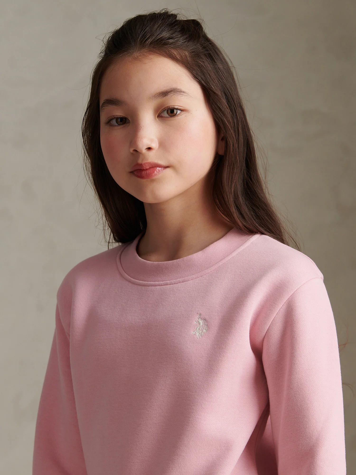 Girls Double Horsemen Crew Sweatshirt Pink Nectar - Image 2