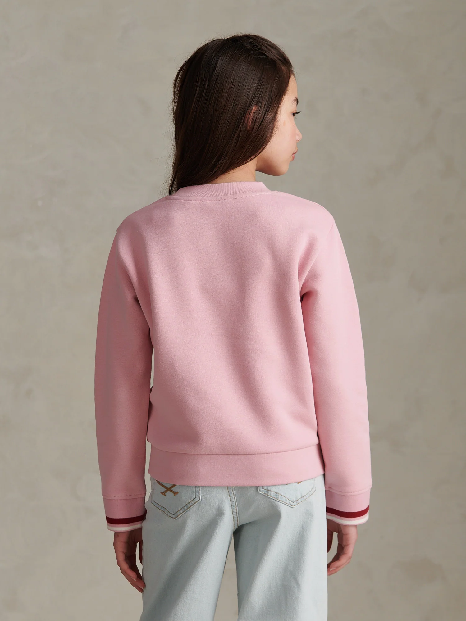 Girls Double Horsemen Crew Sweatshirt Pink Nectar - Image 4