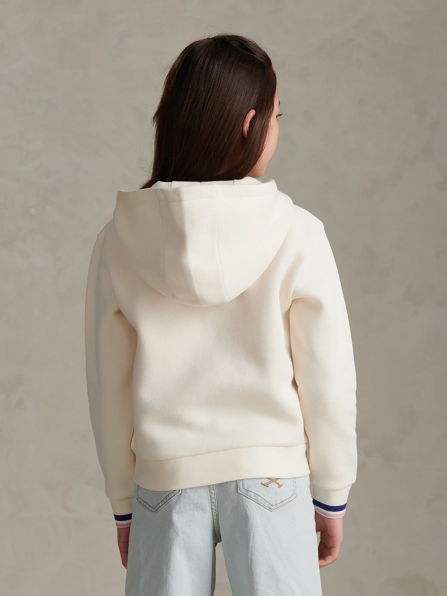 Girls Double Horsemen Zip-Through Hoodie Marshmallow - Image 4