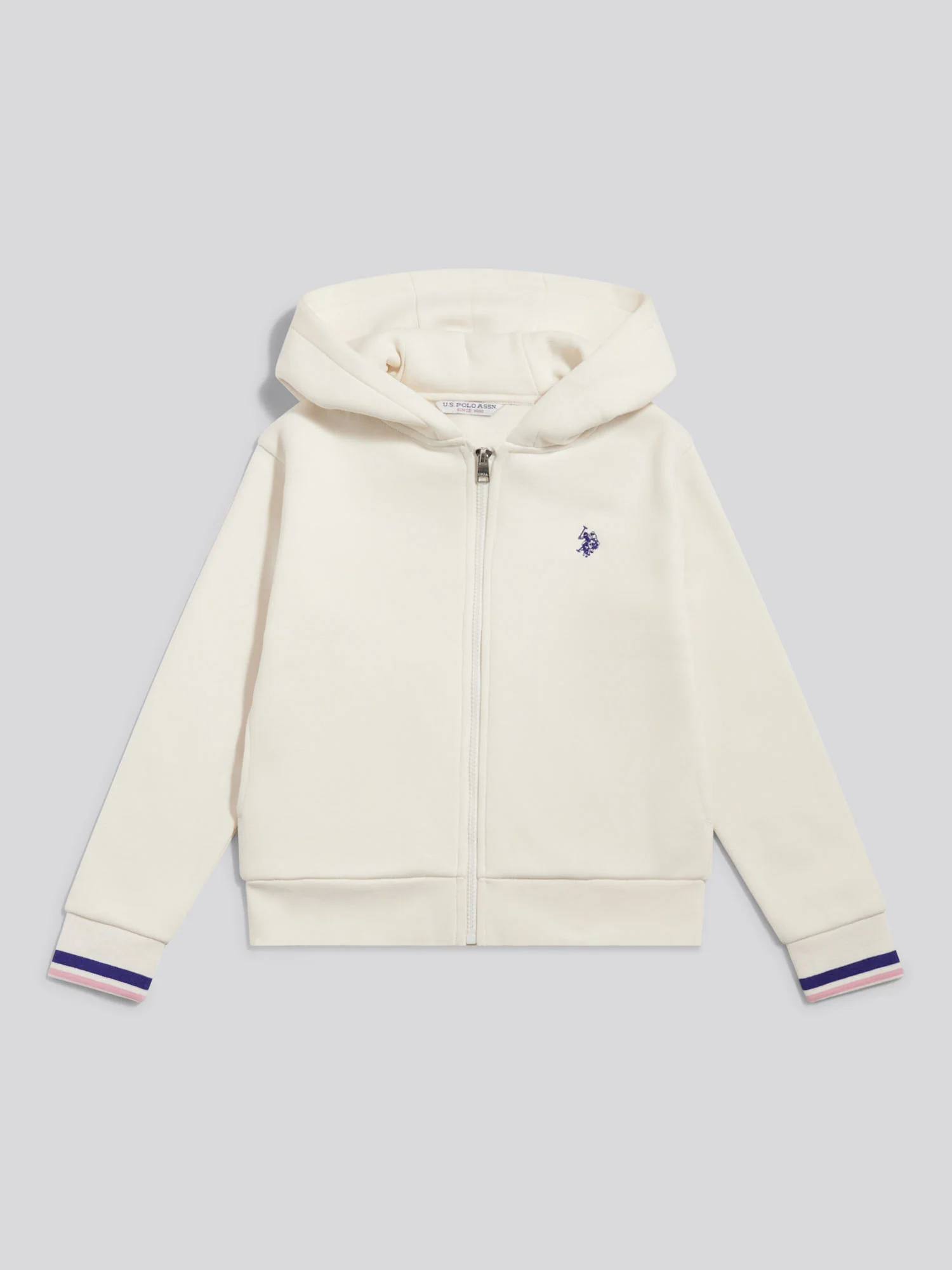 Girls Double Horsemen Zip-Through Hoodie Marshmallow - Image 5