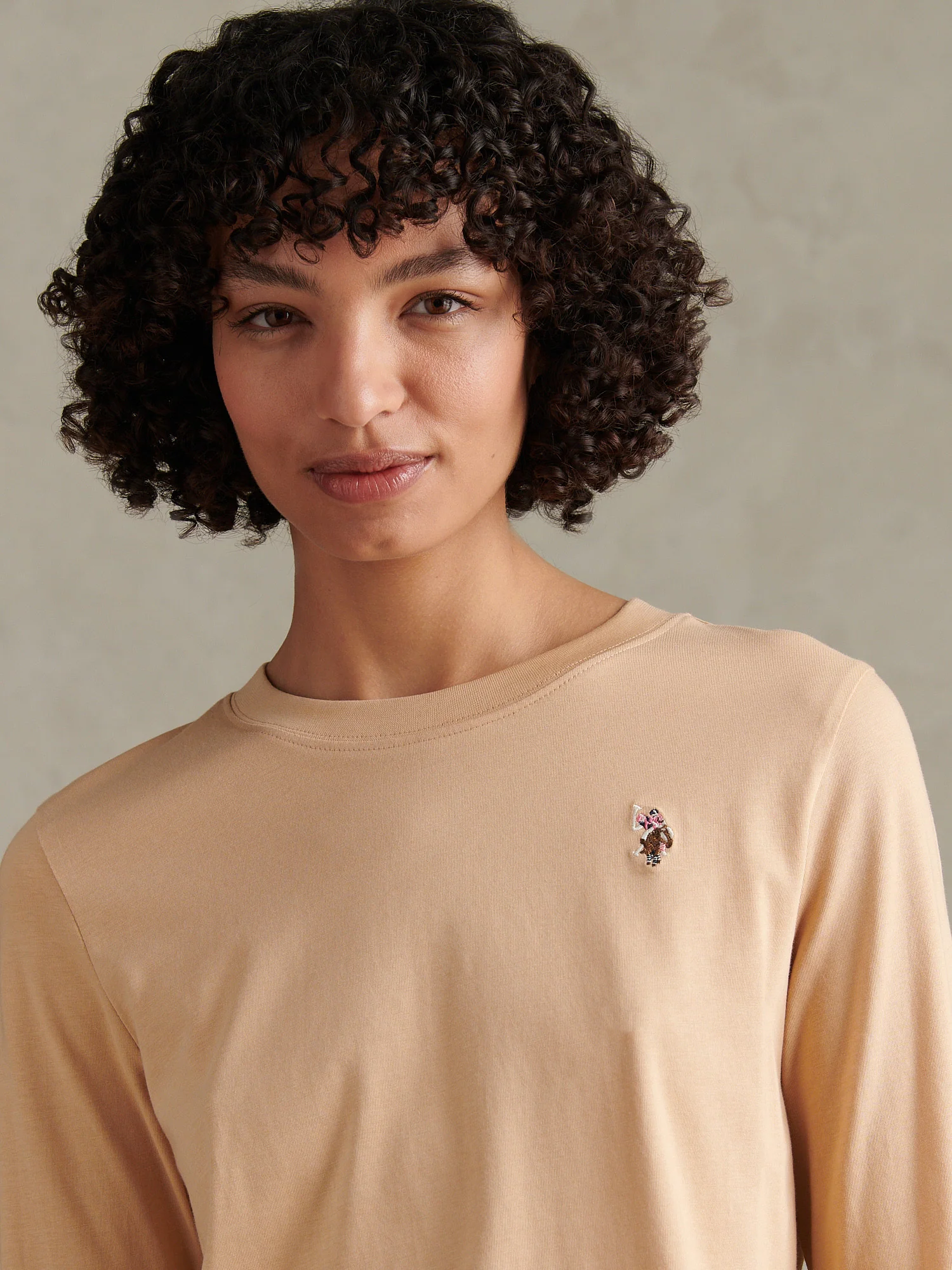 Womens Double Horsemen Long Sleeve T-Shirt Cuban Sand - Image 2