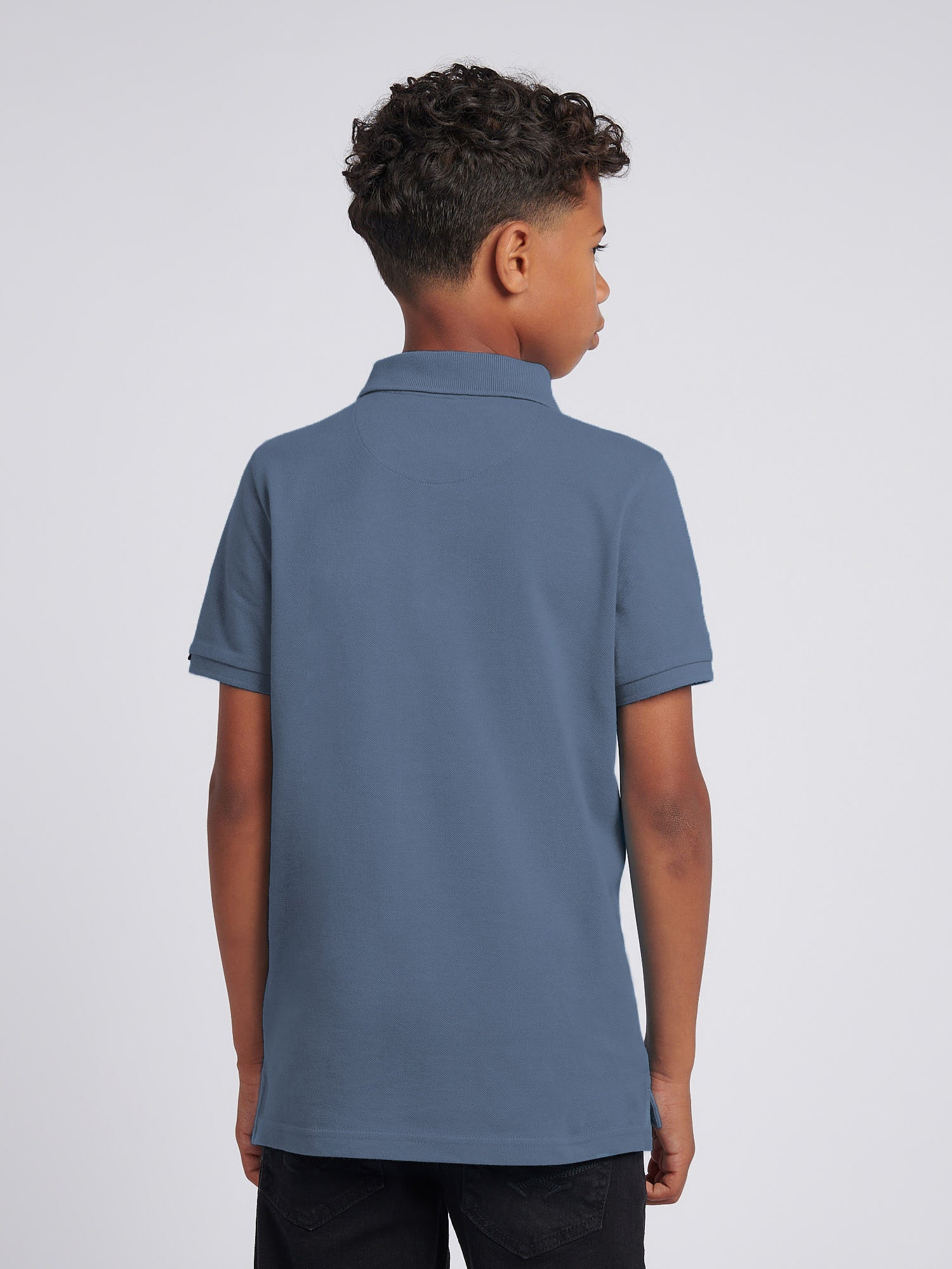 Boys Double Horsemen Polo Shirt Vintage Indigo - Image 4