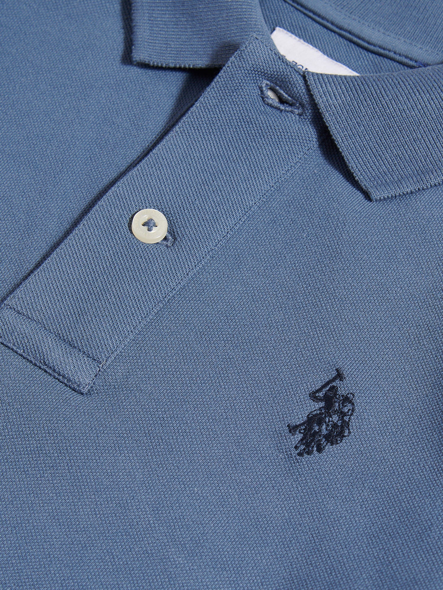 Boys Double Horsemen Polo Shirt Vintage Indigo - Image 7
