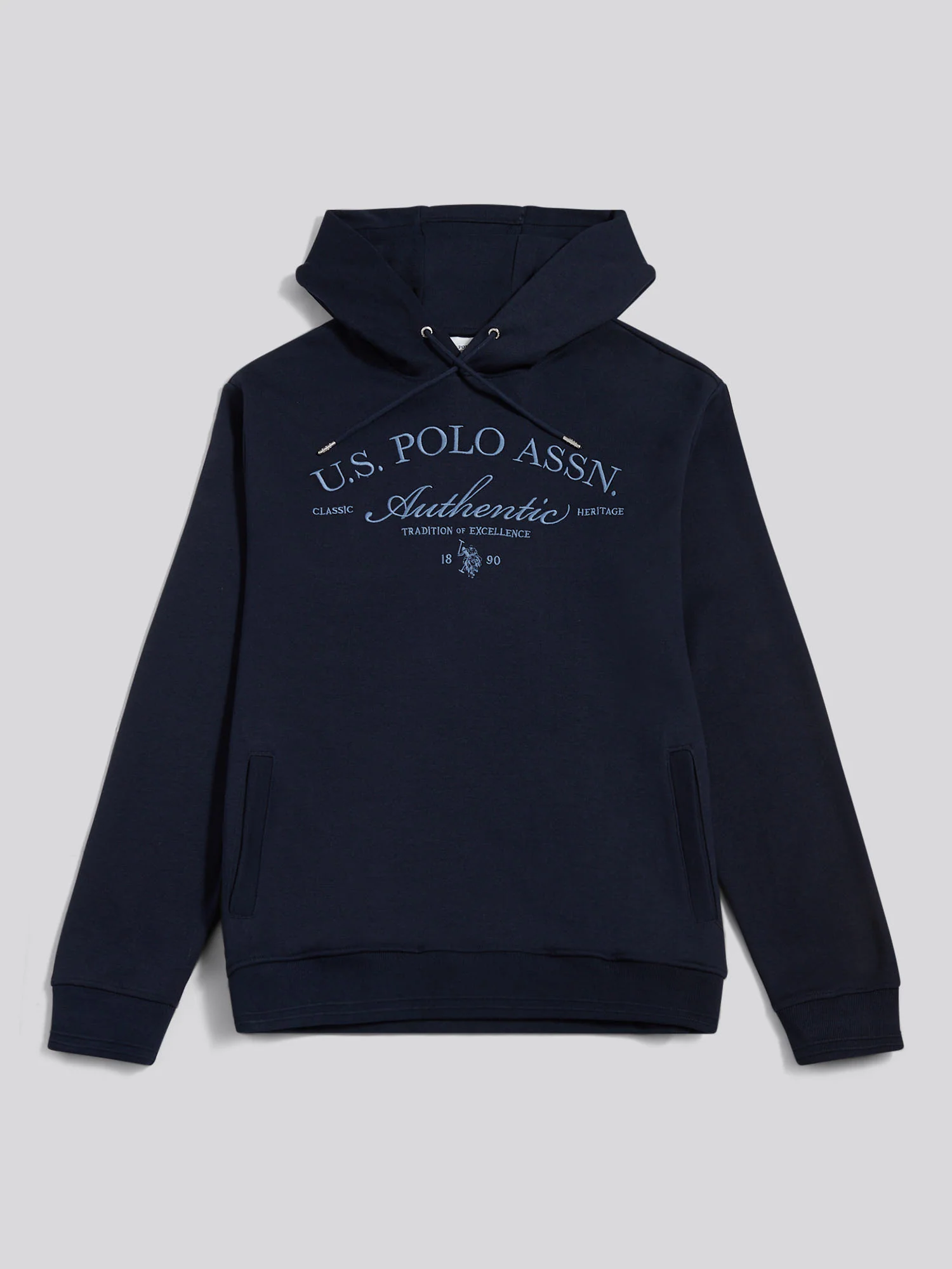 Mens Drop Shoulder Arch Script Hoodie Dark Sapphire Navy - Image 5