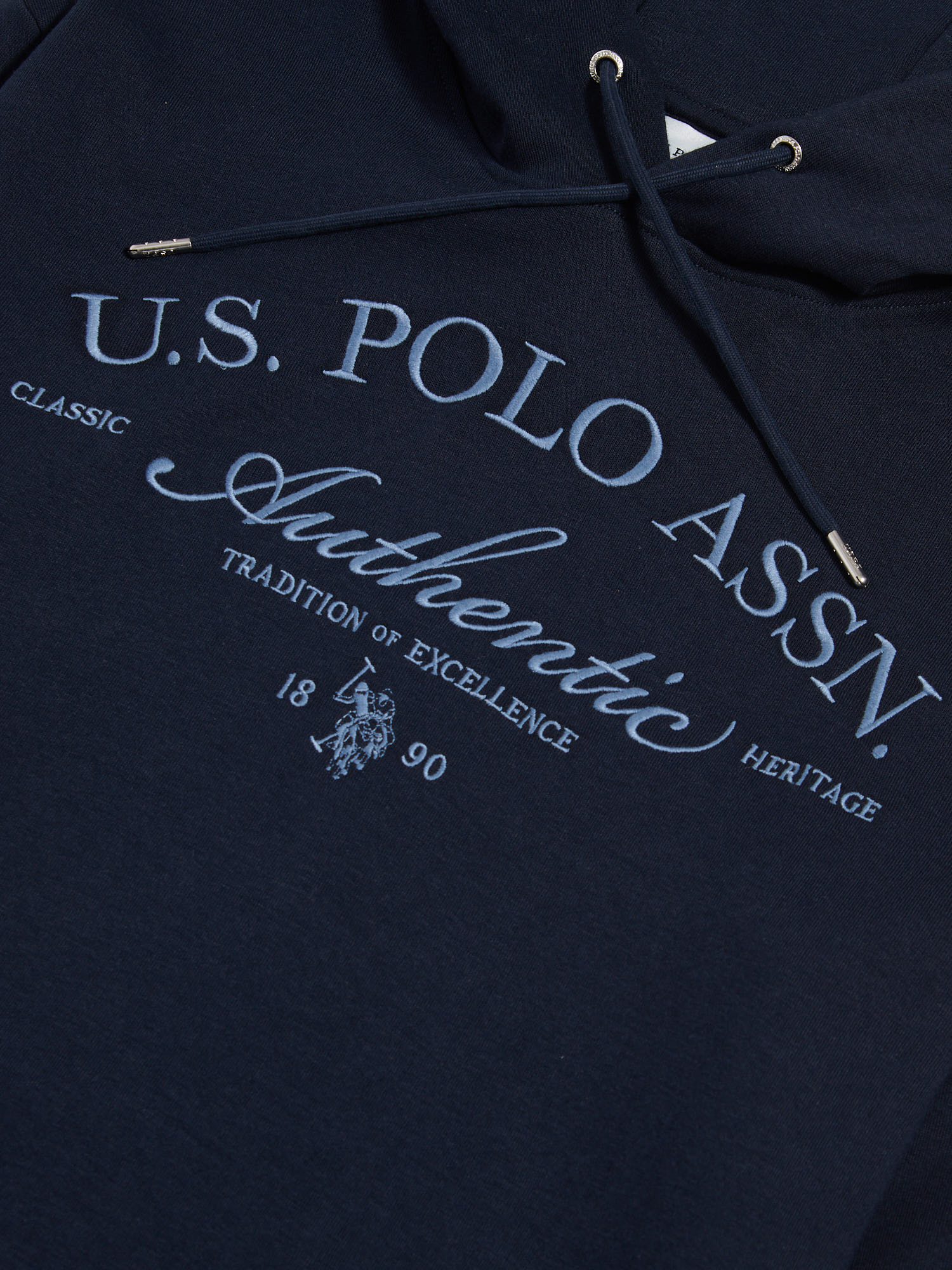 Mens Drop Shoulder Arch Script Hoodie Dark Sapphire Navy - Image 7