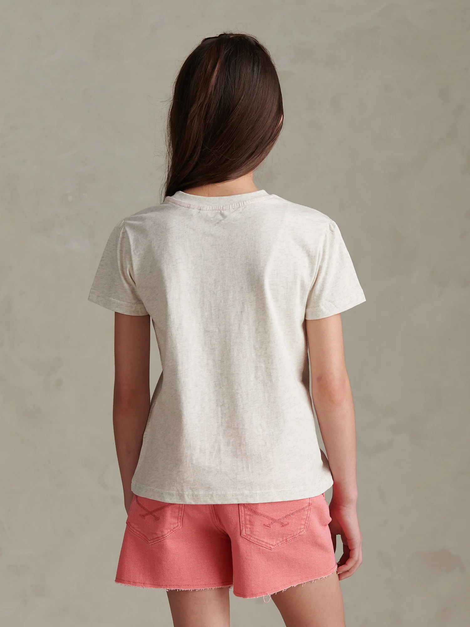 Girls Floral Graphic Puff Sleeve T-Shirt Light Grey Marl WUP - Image 4