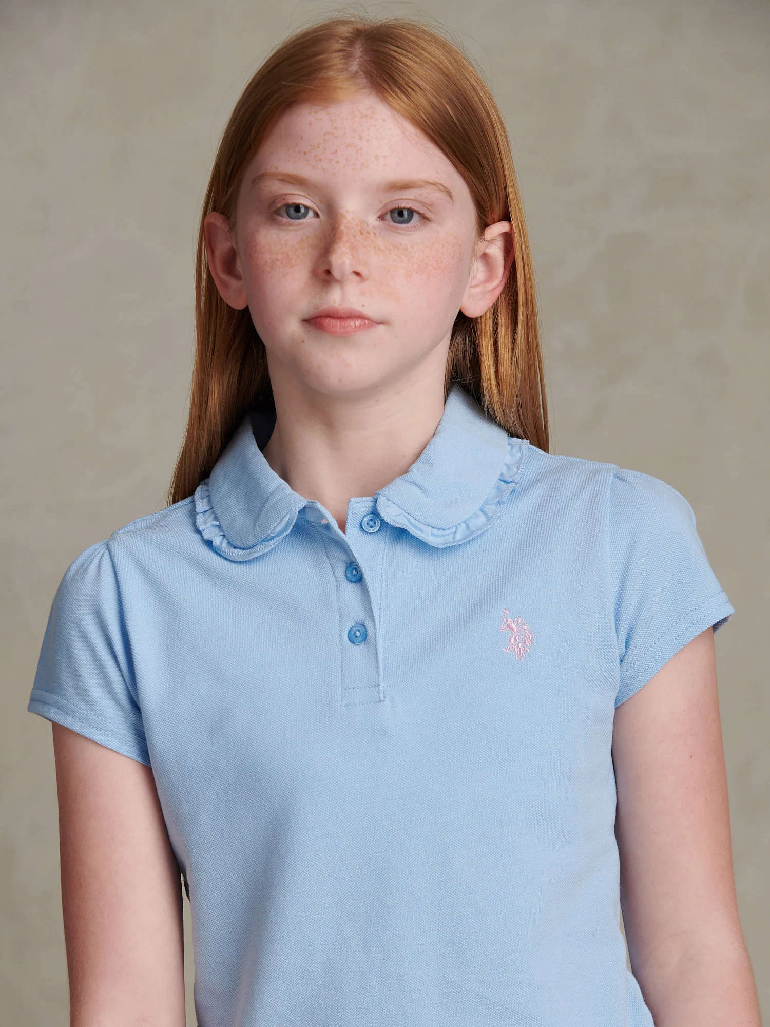Girls Frill Collar Pique Polo Shirt Open Air - Image 2