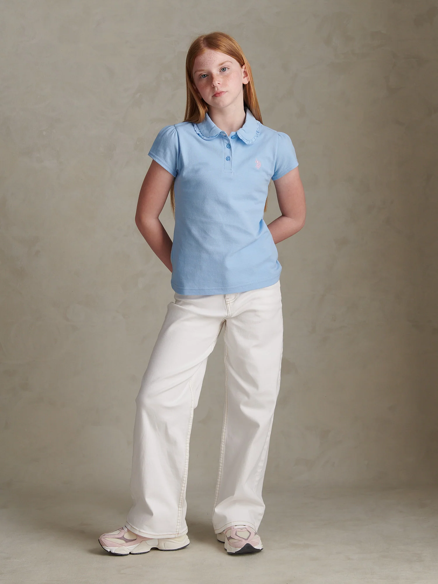 Girls Frill Collar Pique Polo Shirt Open Air - Image 3