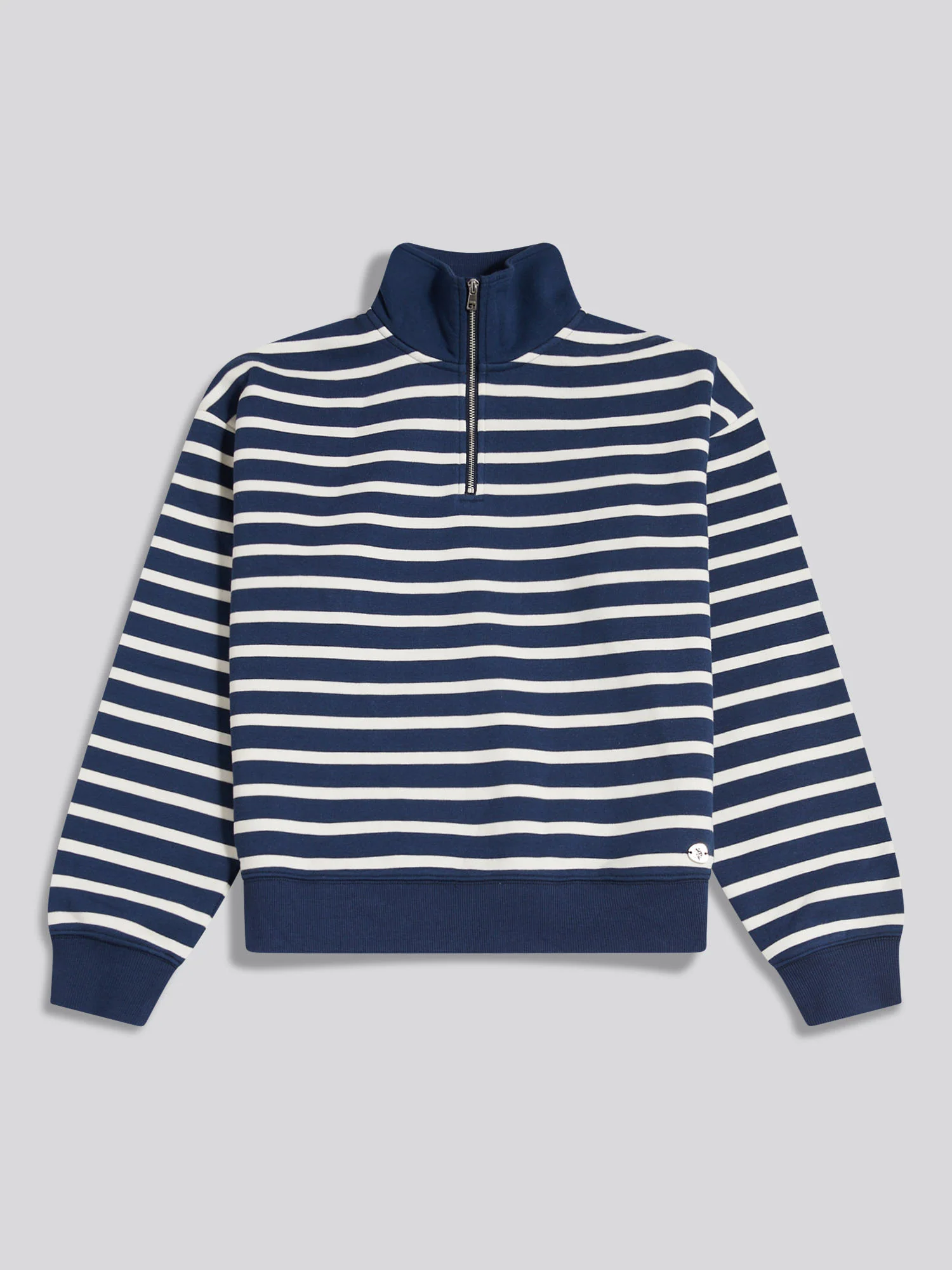 Womens Funnel Neck Stripe Sweatshirt Navy Iris - Image 6
