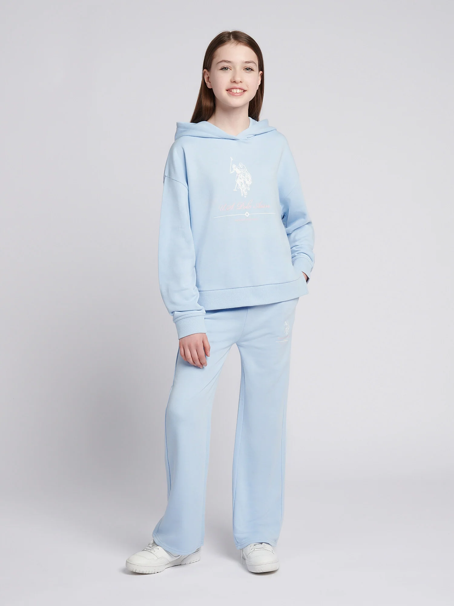 Girls Brushed Back Hoodie & Jogger Set in Windsurfer