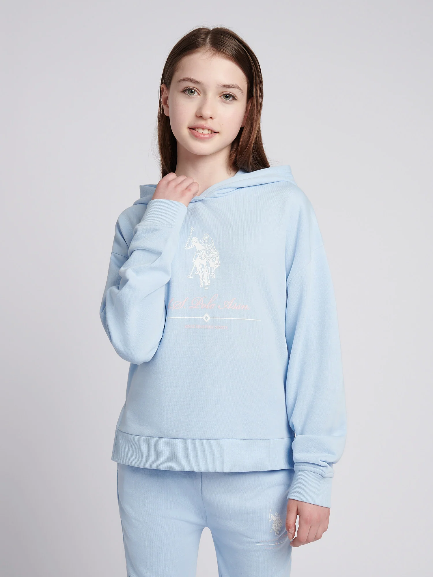Girls Brushed Back Hoodie & Jogger Set in Windsurfer - Image 2