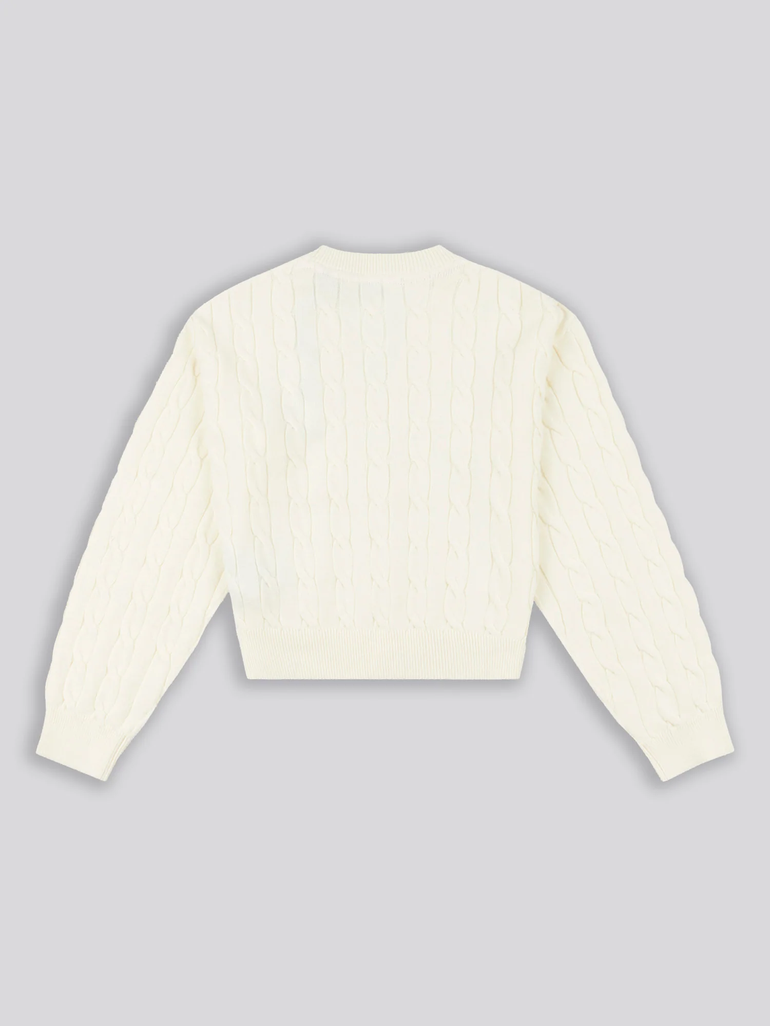Girls Cable Knit Cardigan Egret - Image 4