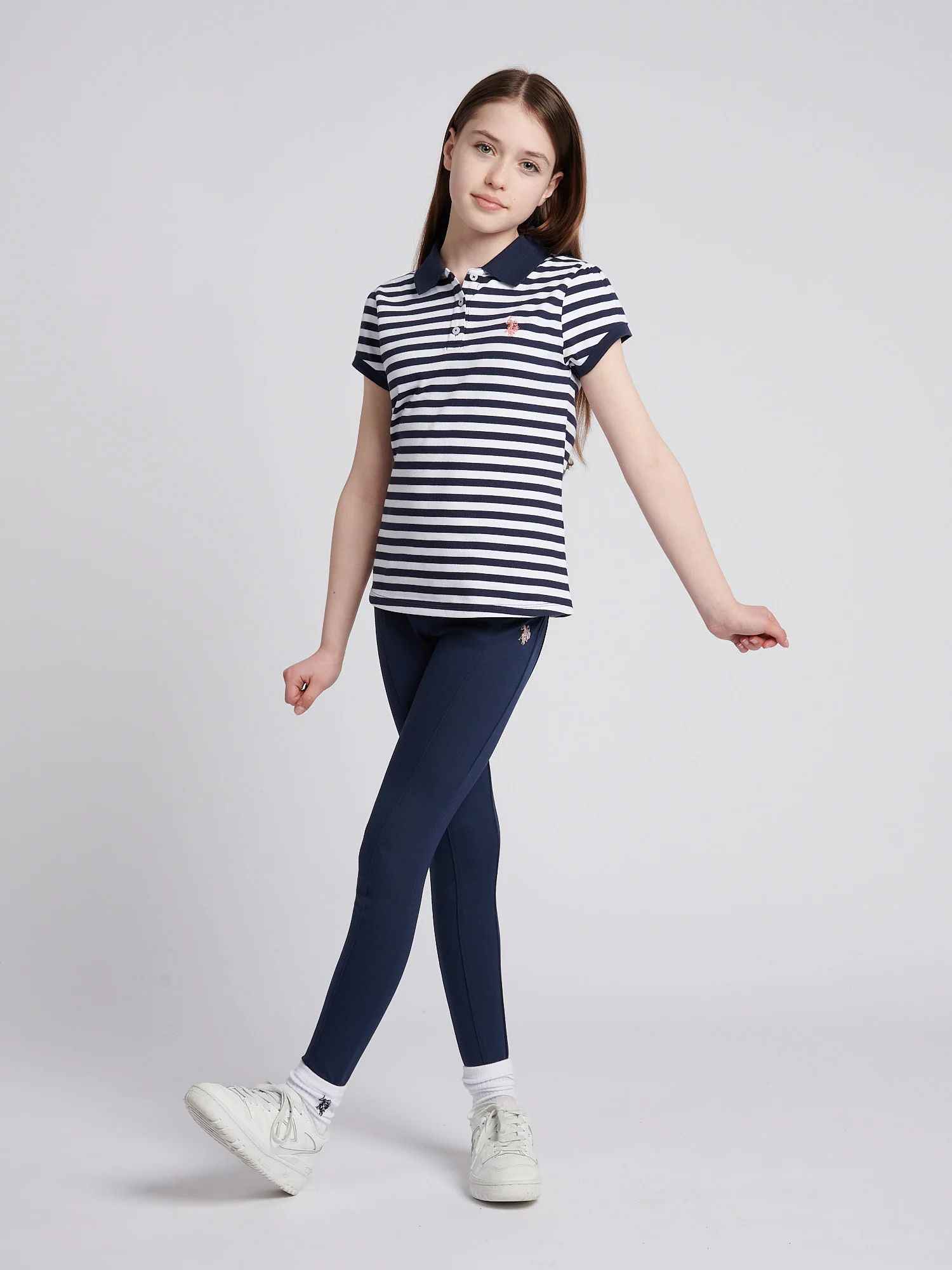 Girls Elastic Waistband Leggings Navy Iris - Image 3