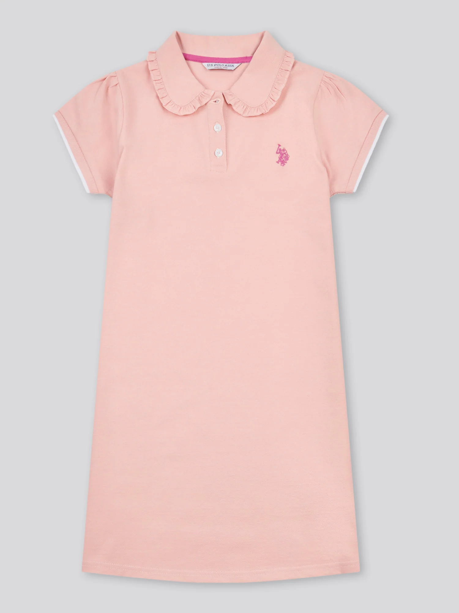 Girls Frill Collar Polo Dress in Crystal Rose - Image 6