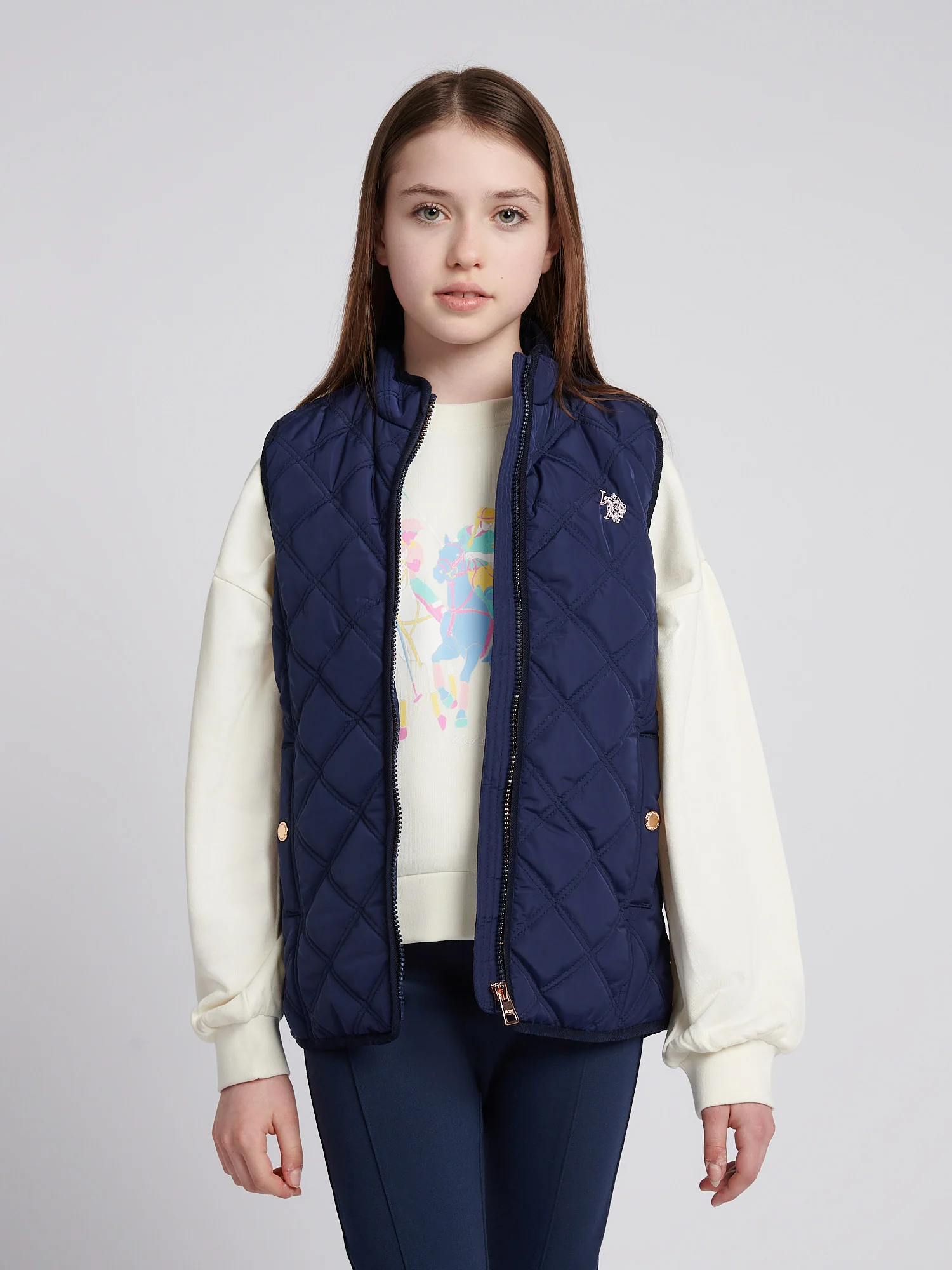 Girls Hacking Gilet in Navy Iris - Image 5