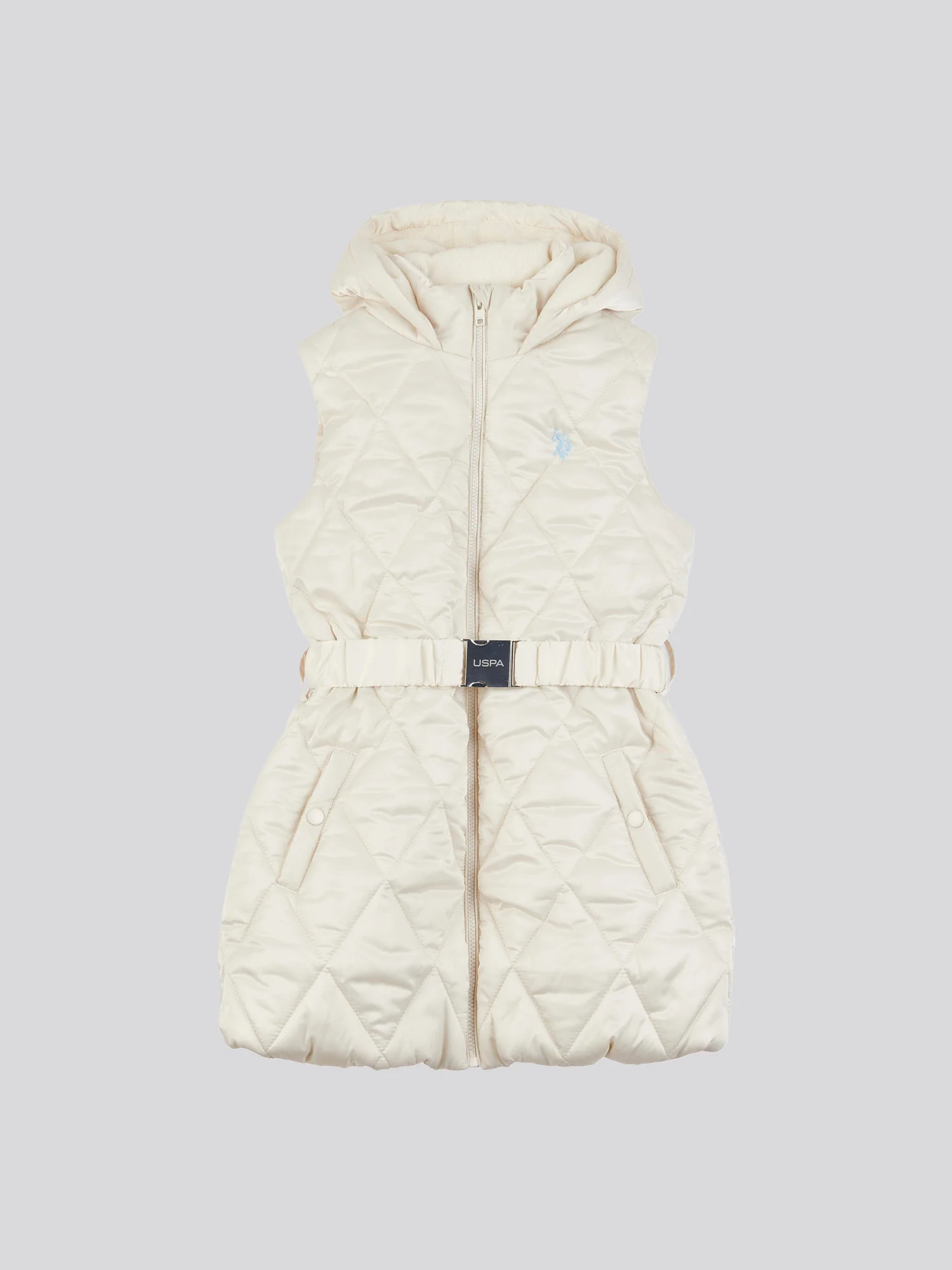 Girls Longline Puffer Gilet in Turtle Dove - Image 5