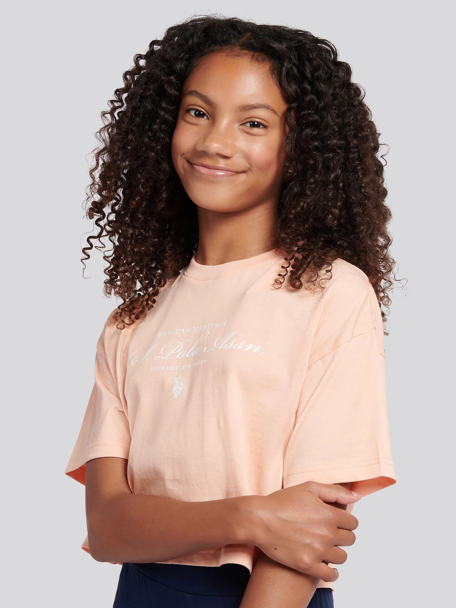 Girls Script Boxy Fit T-Shirt & Legging Set in Peach Nectar - Image 5