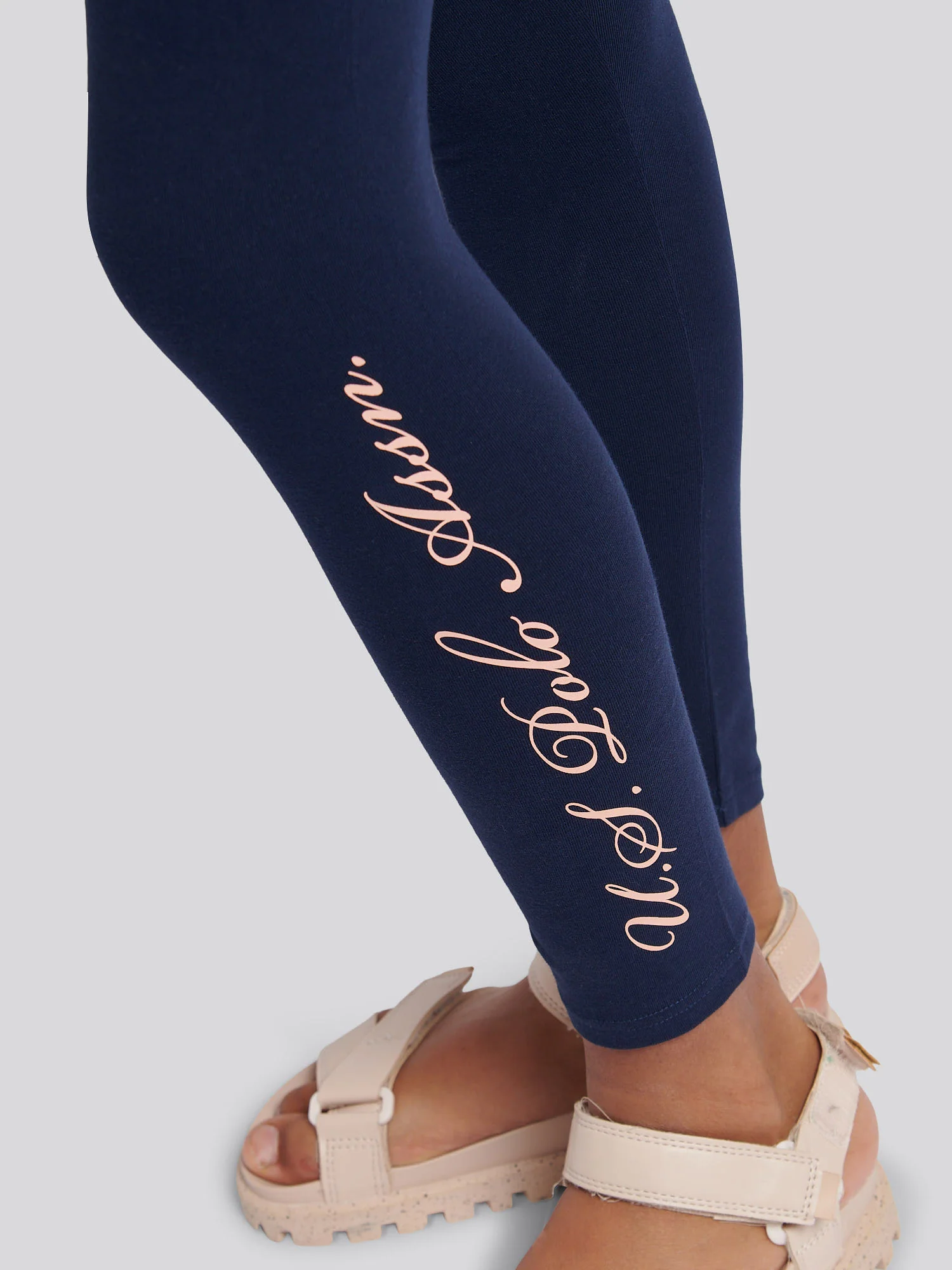 Girls Script Boxy Fit T-Shirt & Legging Set in Peach Nectar - Image 6
