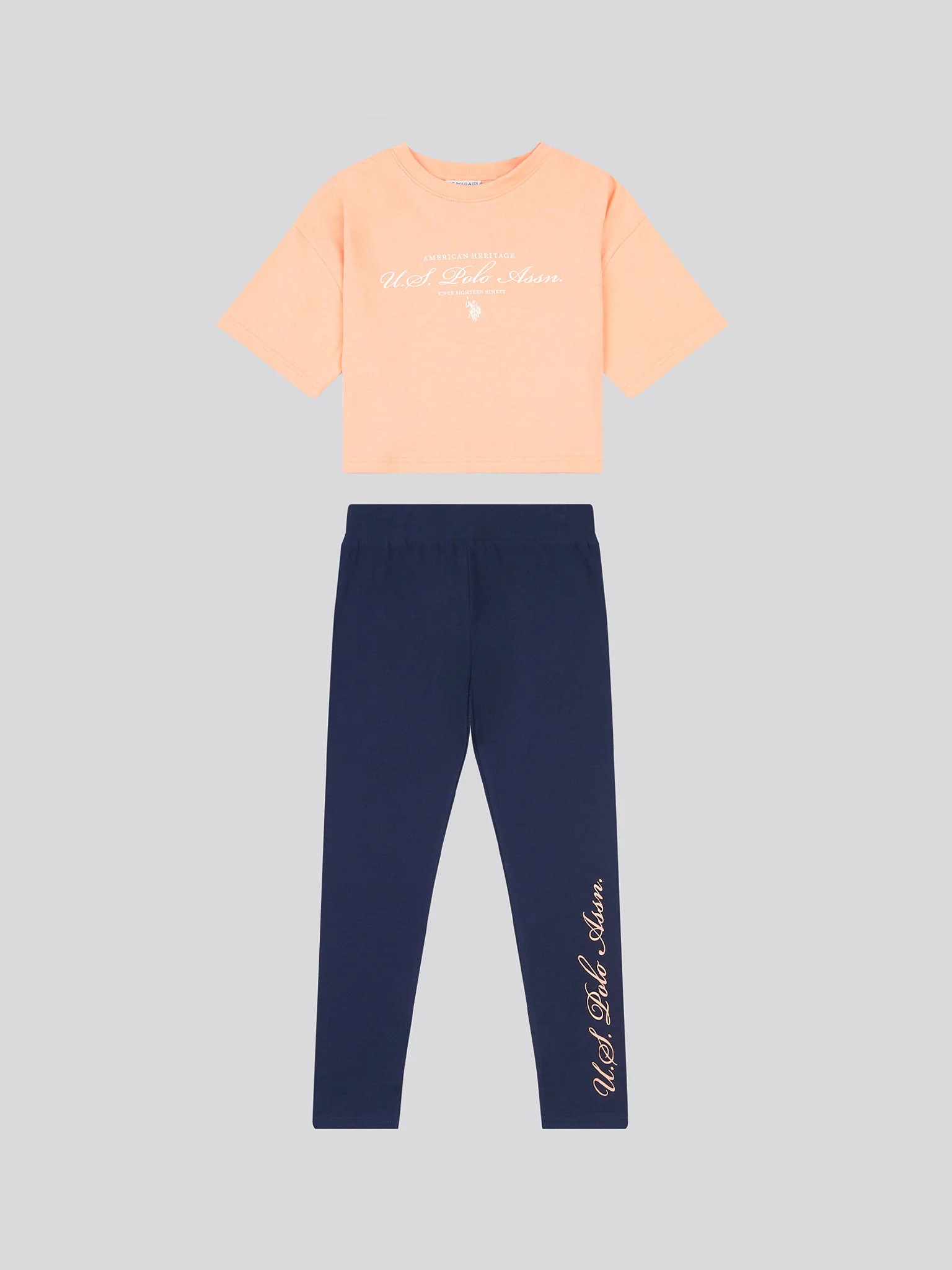 Girls Script Boxy Fit T-Shirt & Legging Set in Peach Nectar - Image 7